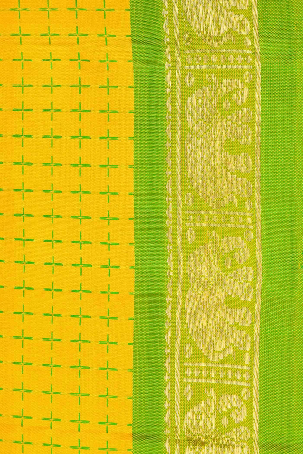 Pure Silk Pure Zari Yellow Dual Tone Kanchipuram Saree