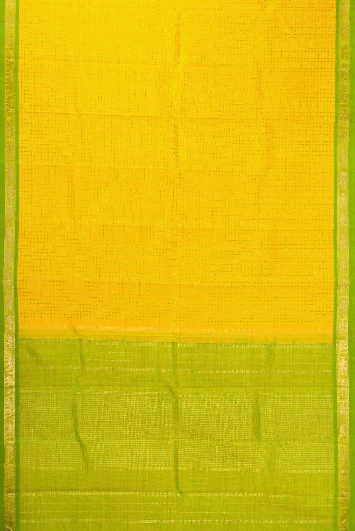 Pure Silk Pure Zari Yellow Dual Tone Kanchipuram Saree