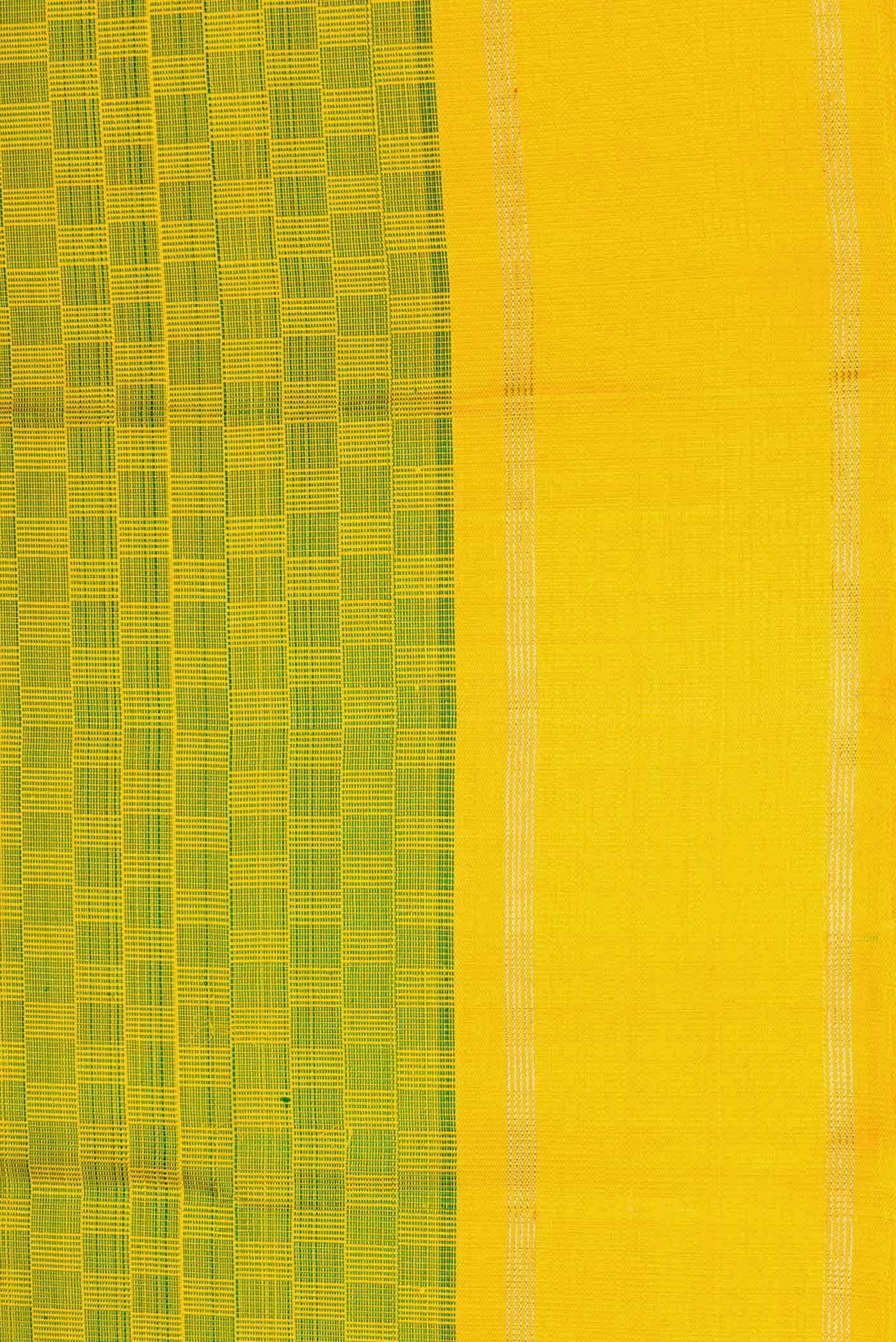 Pure Silk Pure Zari Parrot Green Dual Tone Kanchipuram Saree