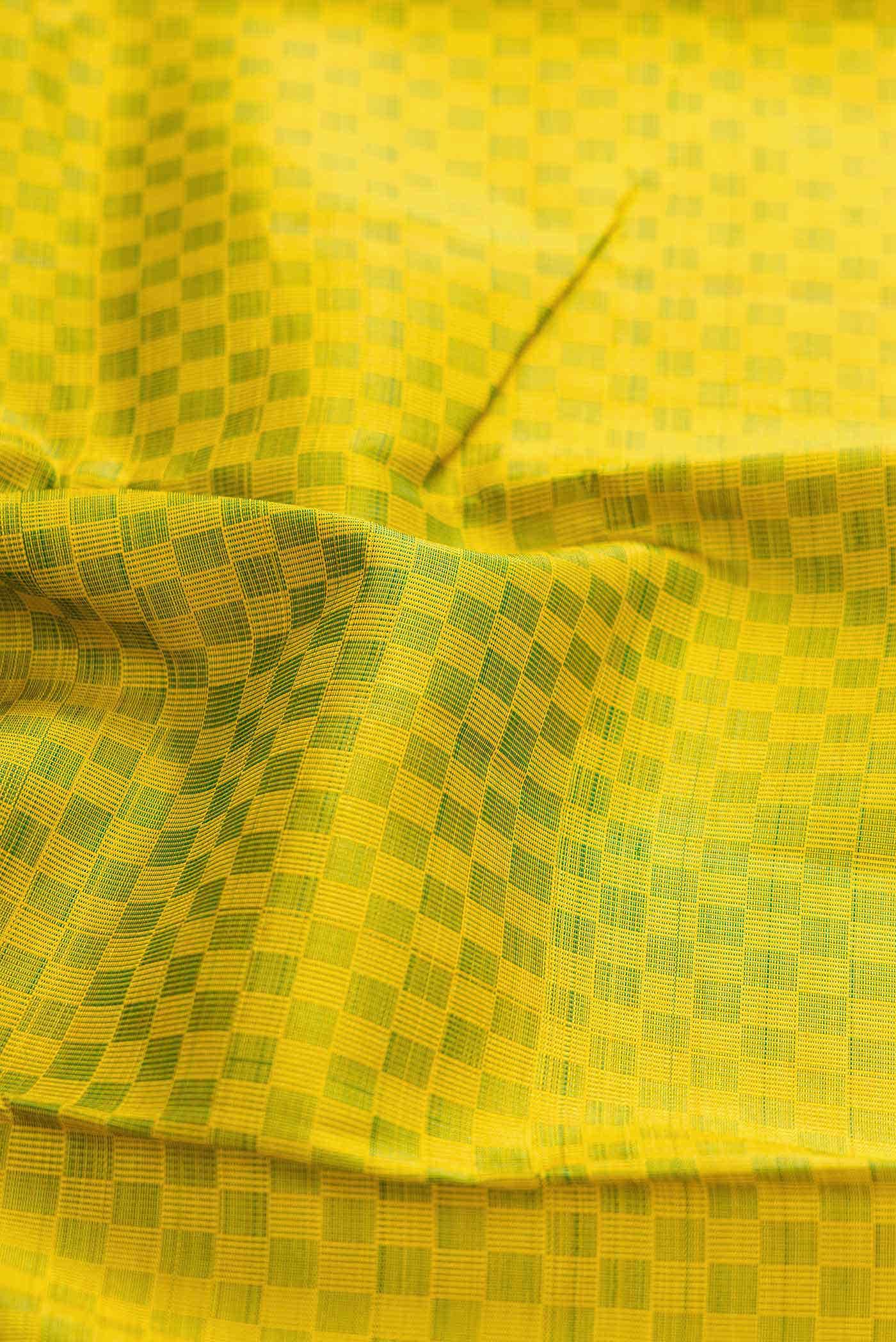 Pure Silk Pure Zari Parrot Green Dual Tone Kanchipuram Saree