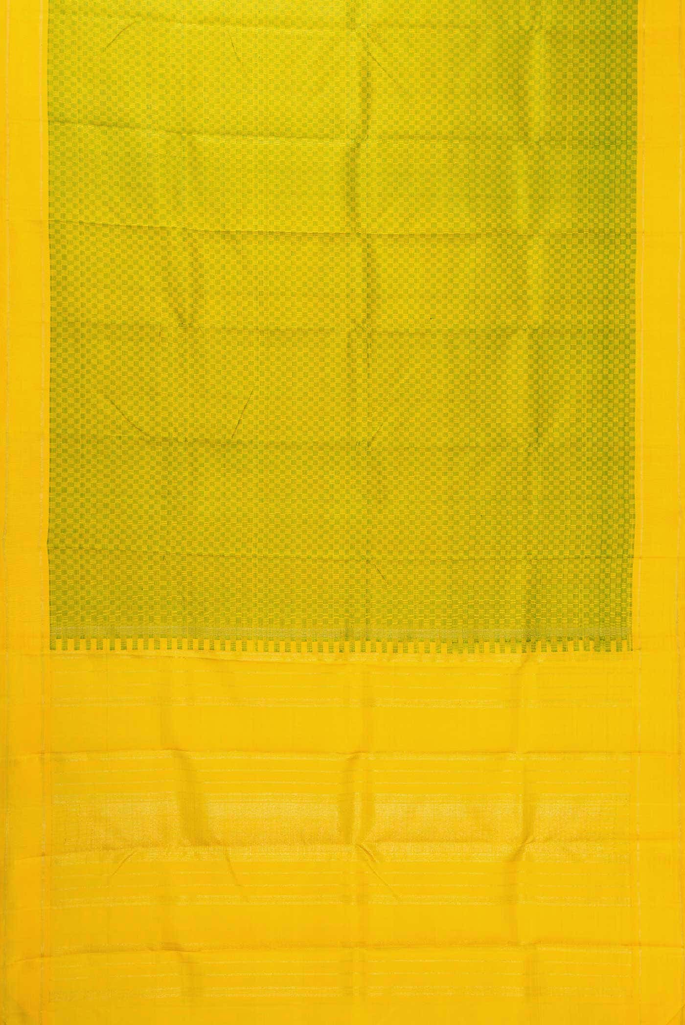 Pure Silk Pure Zari Parrot Green Dual Tone Kanchipuram Saree