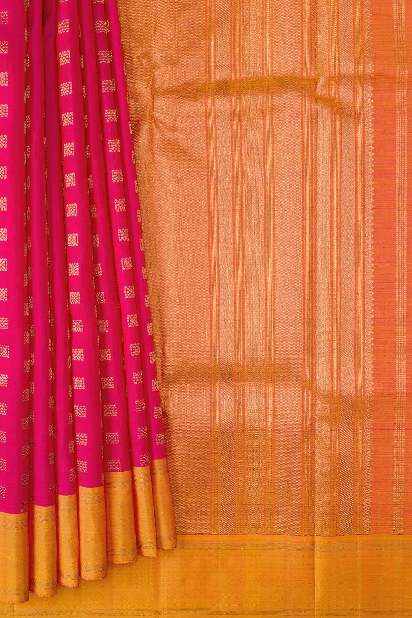 Pure Silk Pure Zari Pink Dual Tone Kanchipuram Saree