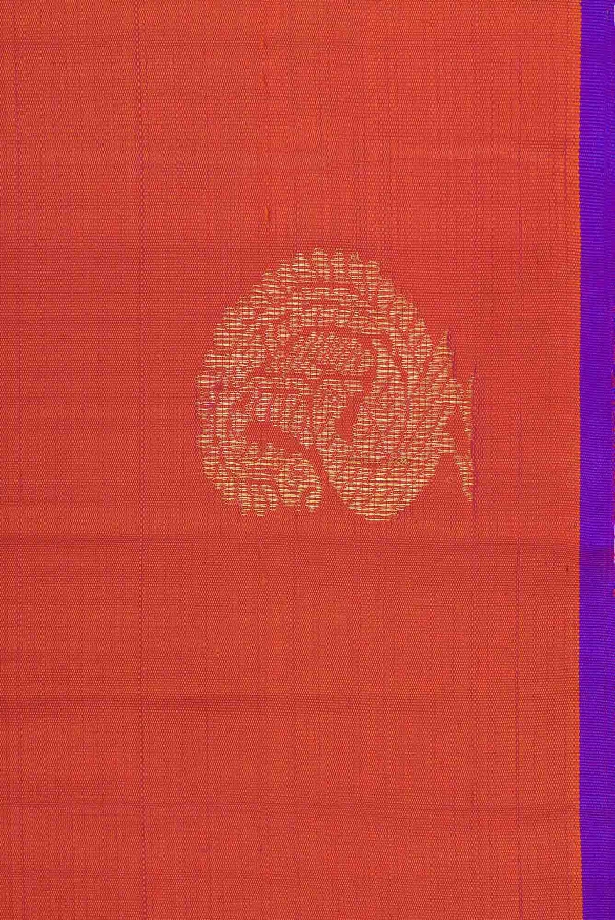 Pure Silk Pure Zari Orange Dual Tone Kanjivaram Saree