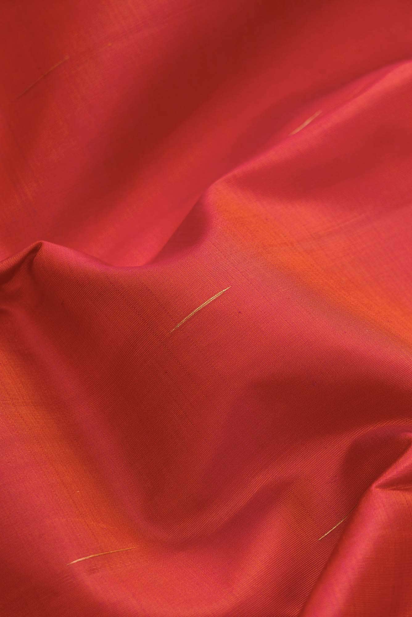 Pure Silk Pure Zari Orange Dual Tone Kanjivaram Saree