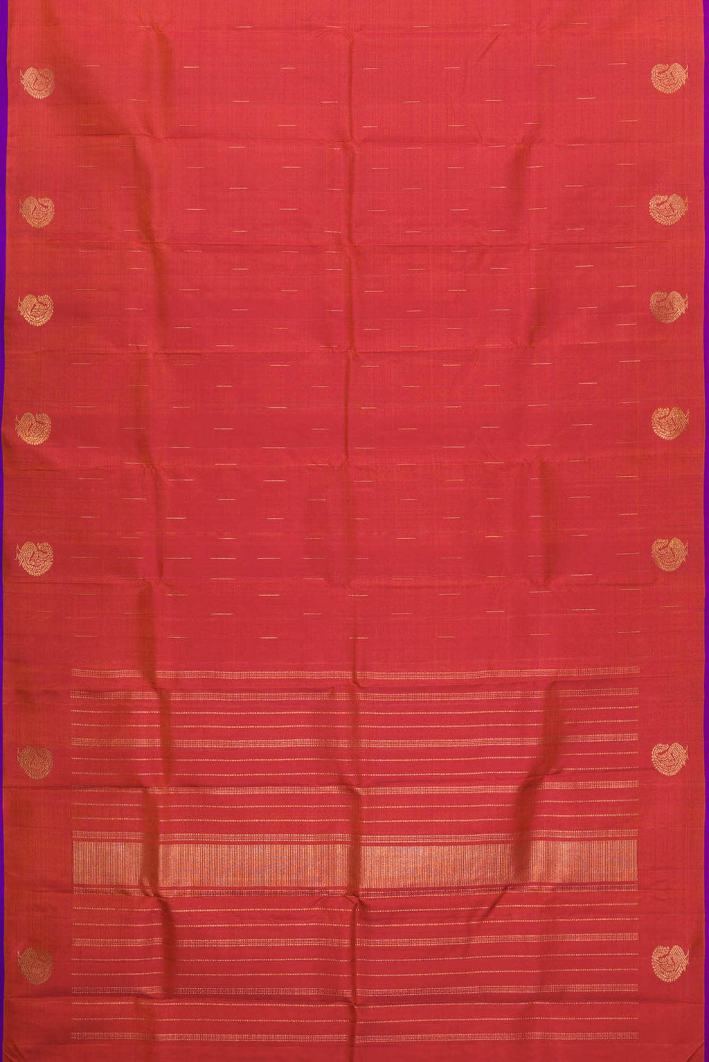 Pure Silk Pure Zari Orange Dual Tone Kanchipuram Saree
