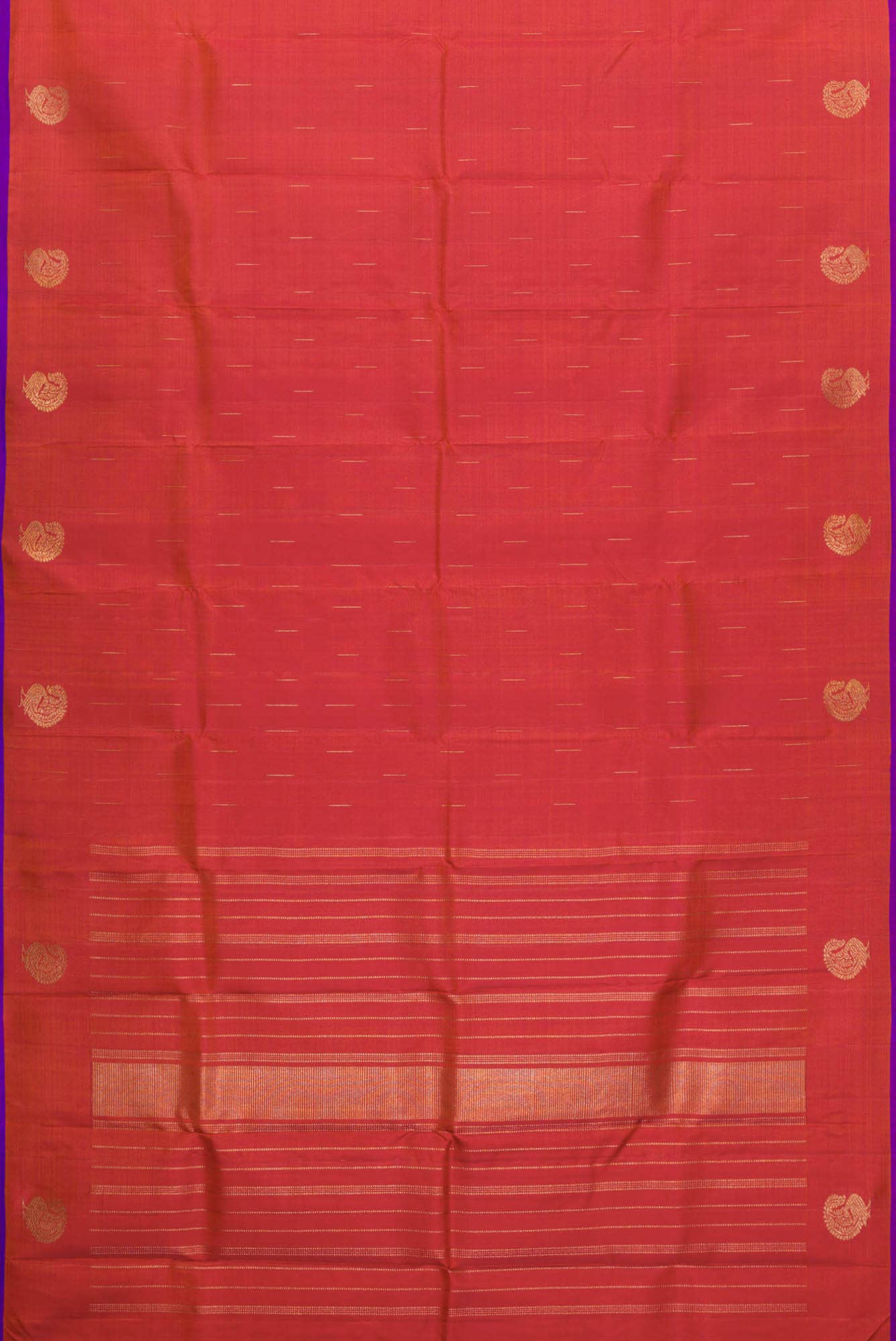 Pure Silk Pure Zari Orange Dual Tone Kanchipuram Saree