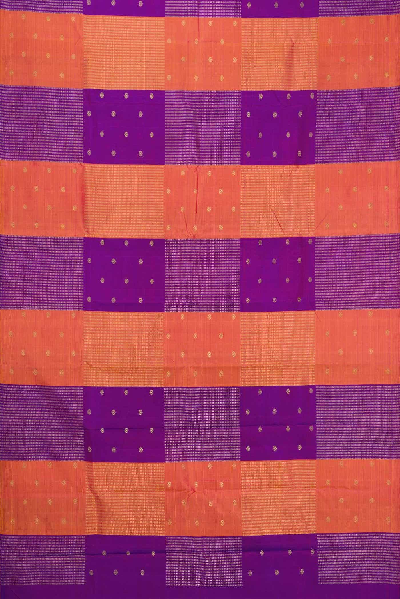 Orange and Puple Dual Tone Kanchipuram Silk Saree