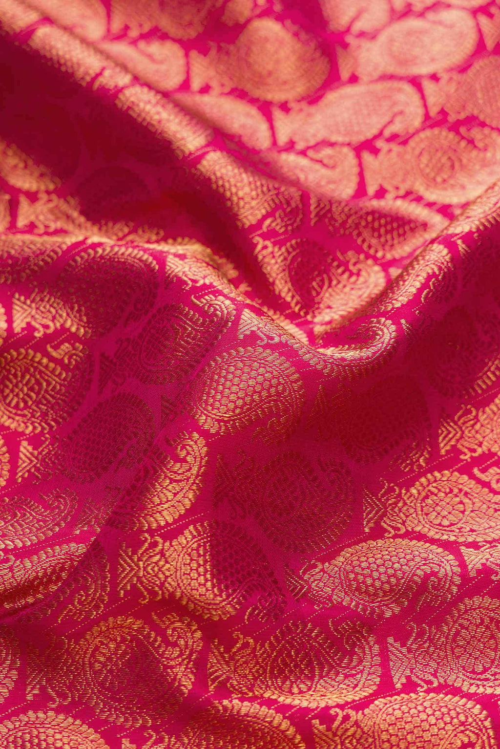 Pure Silk Pure Zari Dark Pink Dual Tone Kanchipuram Saree