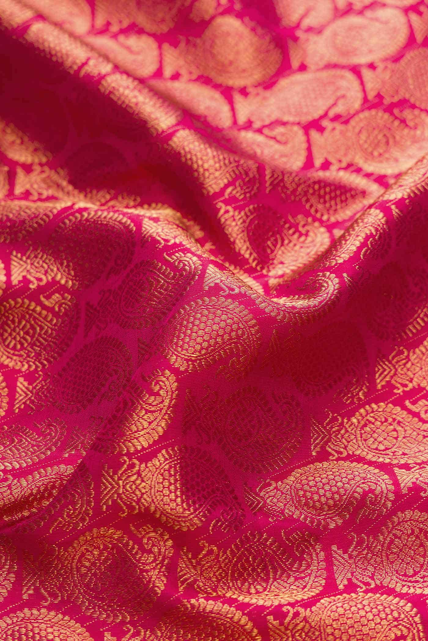 Pure Silk Pure Zari Dark Pink Dual Tone Kanchipuram Saree