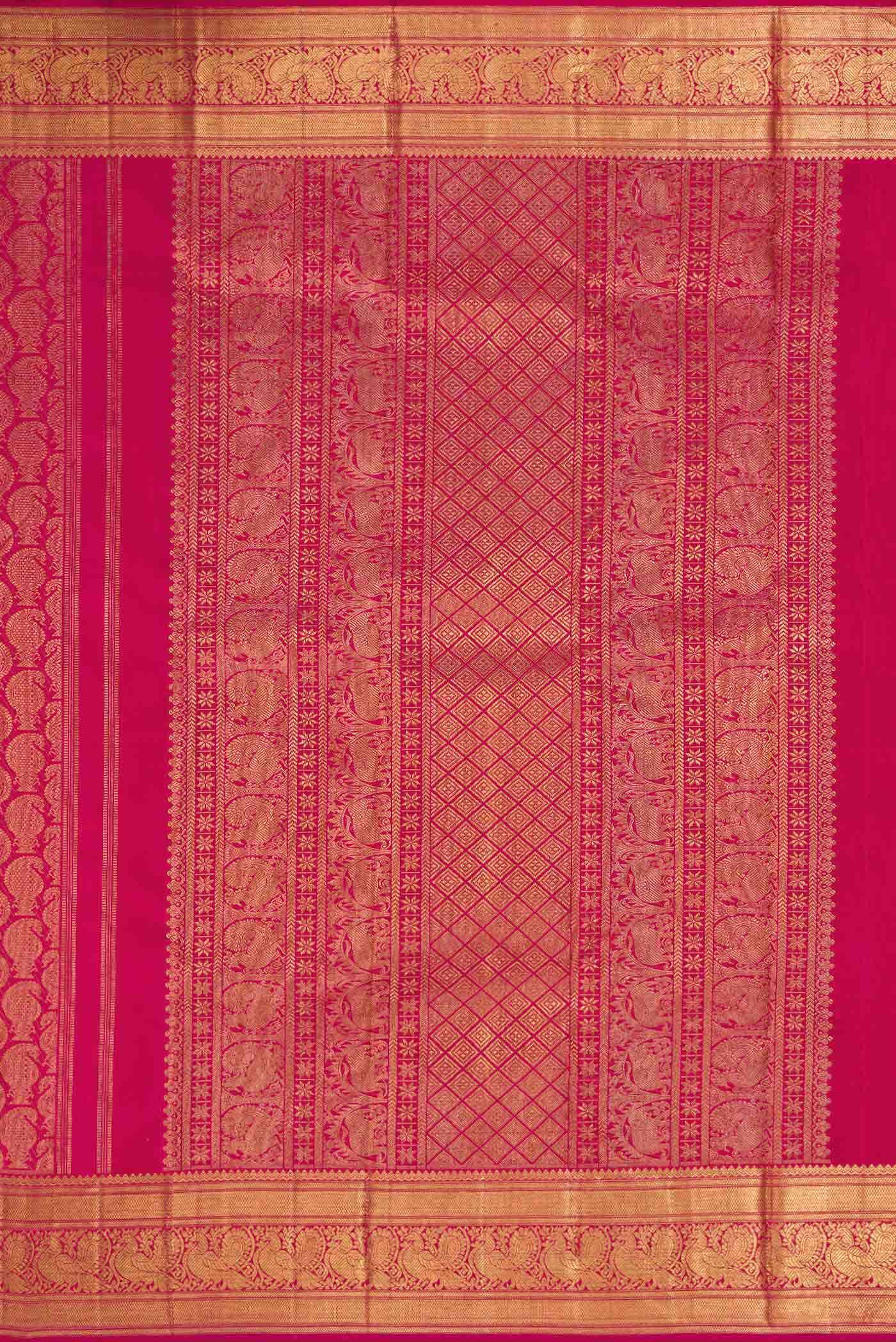 Pure Silk Pure Zari Dark Pink Dual Tone Kanchipuram Saree