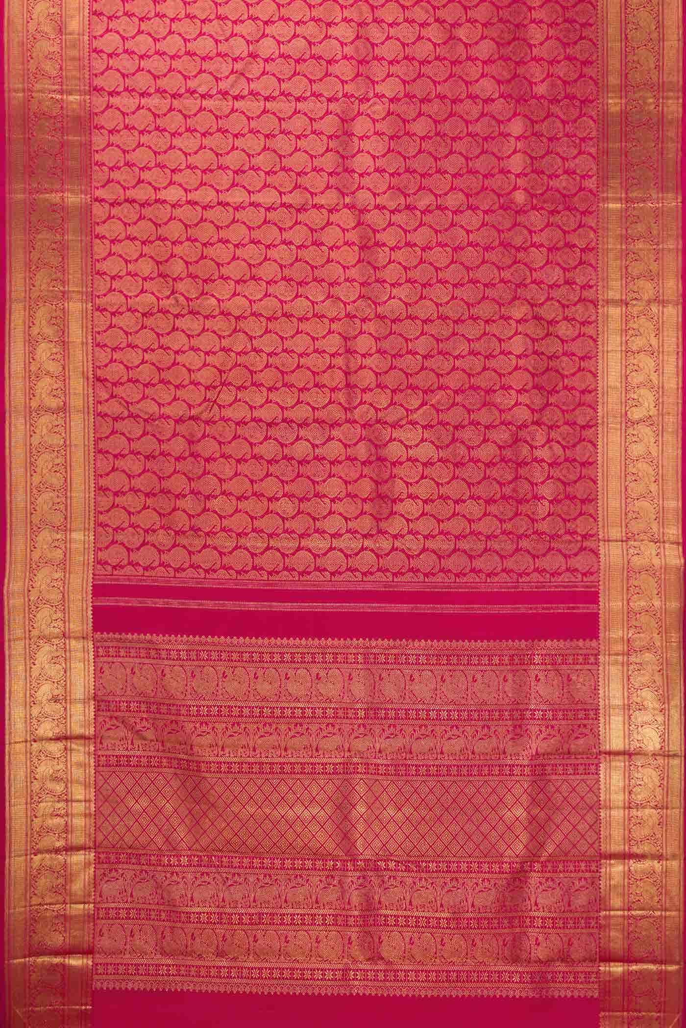 Pure Silk Pure Zari Dark Pink Dual Tone Kanchipuram Saree