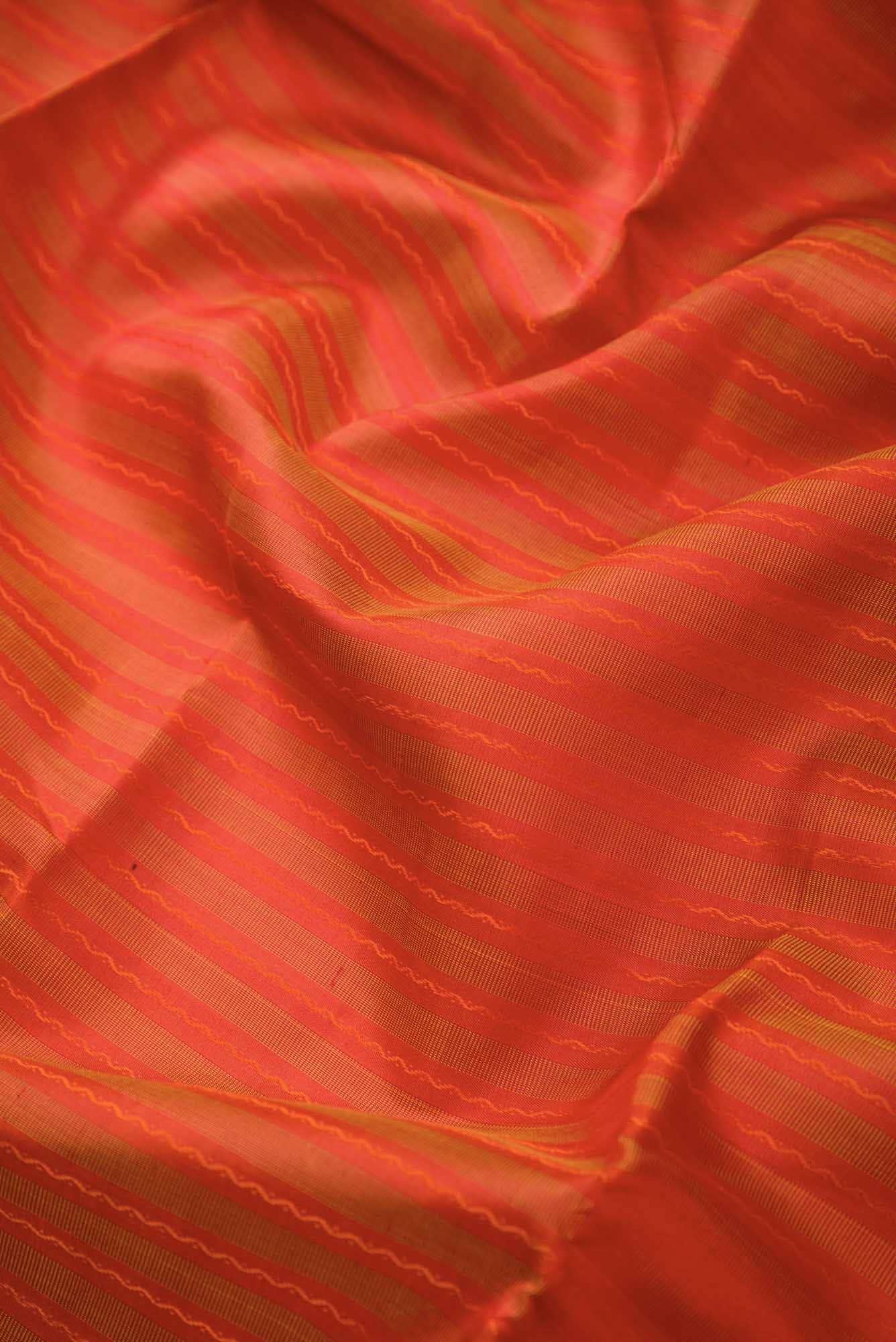Pure Silk Pure Zari Orange Dual Tone Kanchipuram Saree
