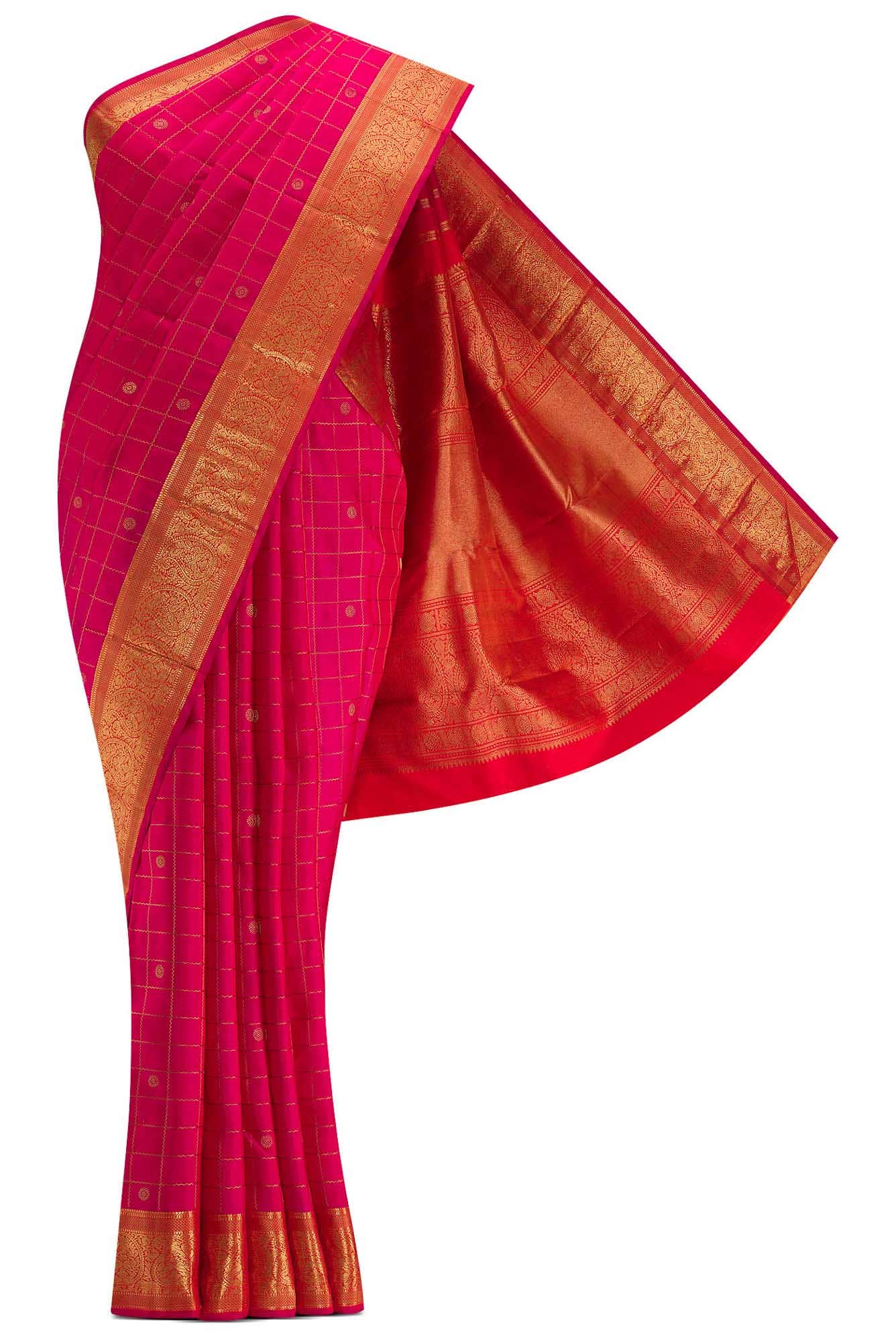 Pure Silk Pure Zari Pink Dual Tone Kanchipuram Saree