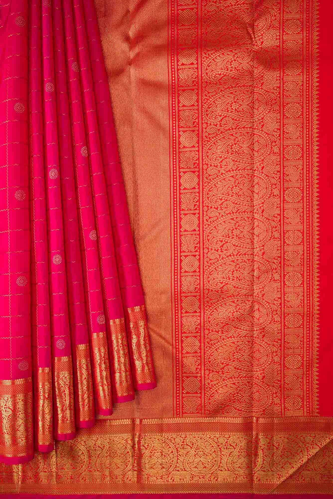 Pure Silk Pure Zari Pink Dual Tone Kanchipuram Saree