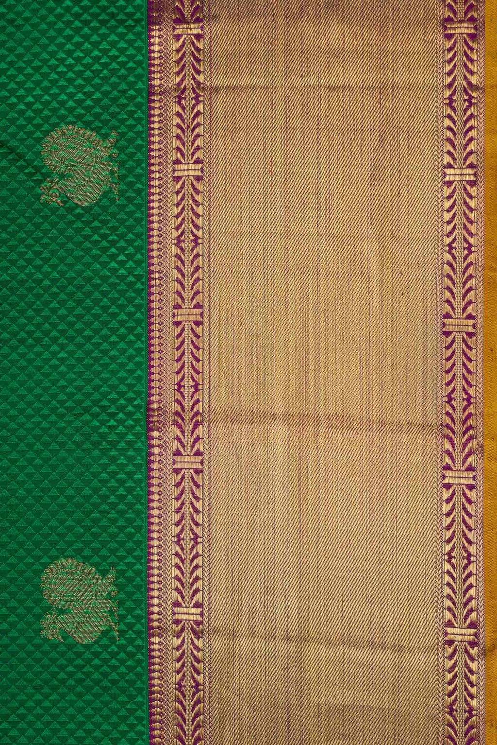 Pure Silk Pure Zari Green Dual Tone Kanchipuram Saree