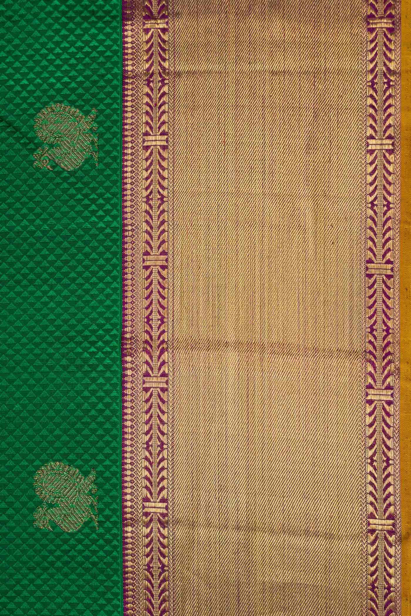 Pure Silk Pure Zari Green Dual Tone Kanchipuram Saree