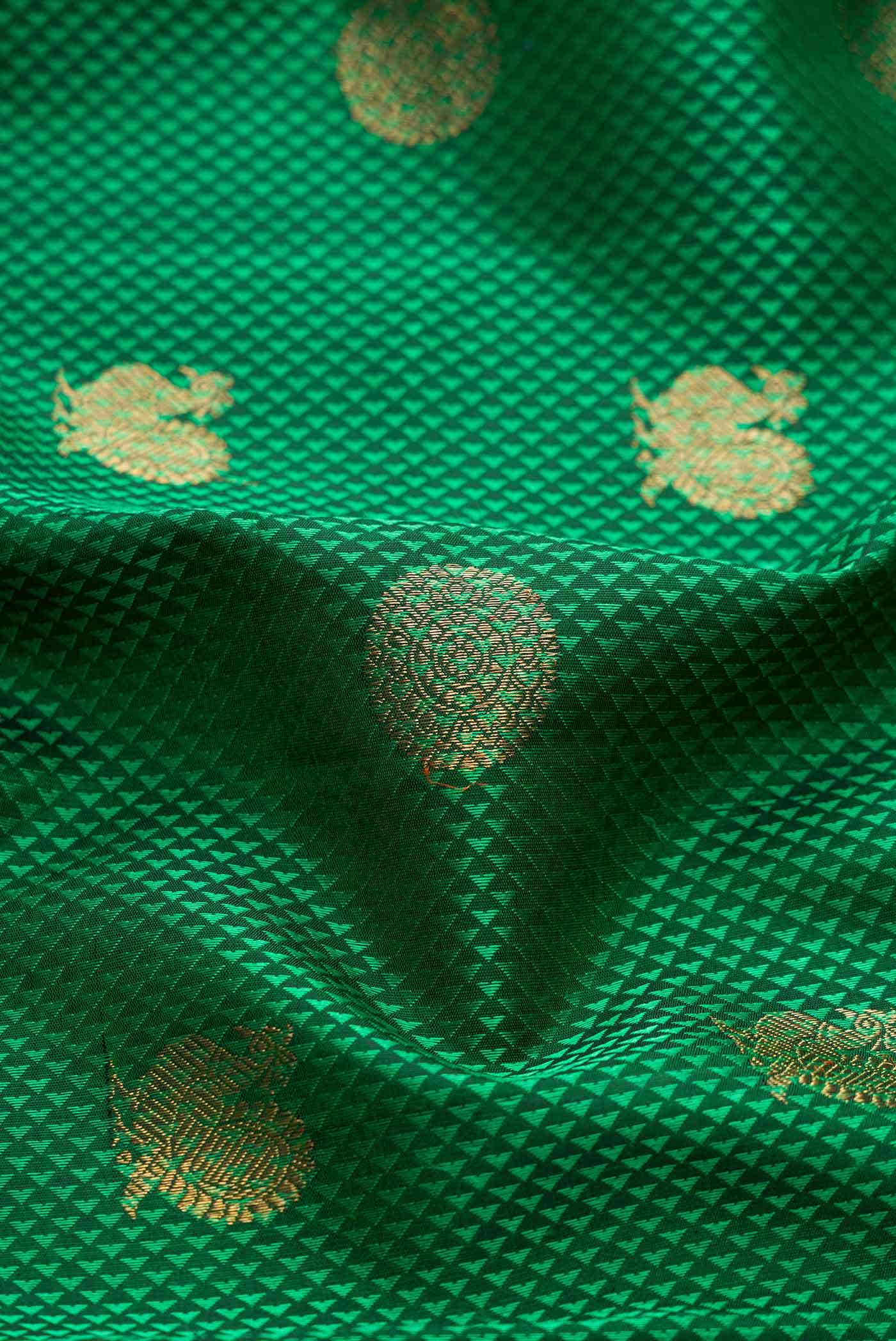 Pure Silk Pure Zari Green Dual Tone Kanchipuram Saree