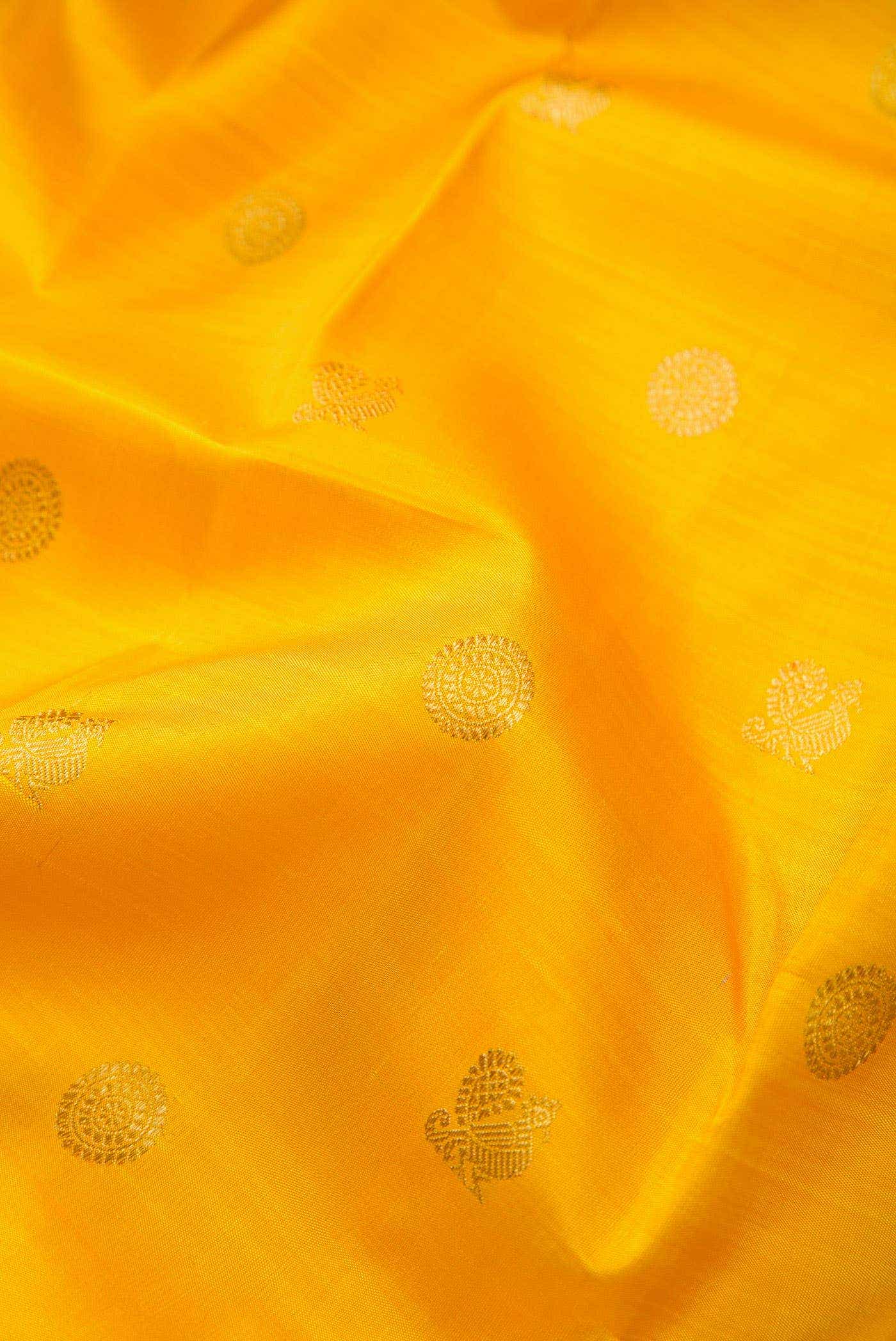Pure Silk Pure Zari Yellow Dual Tone Kanchipuram Saree