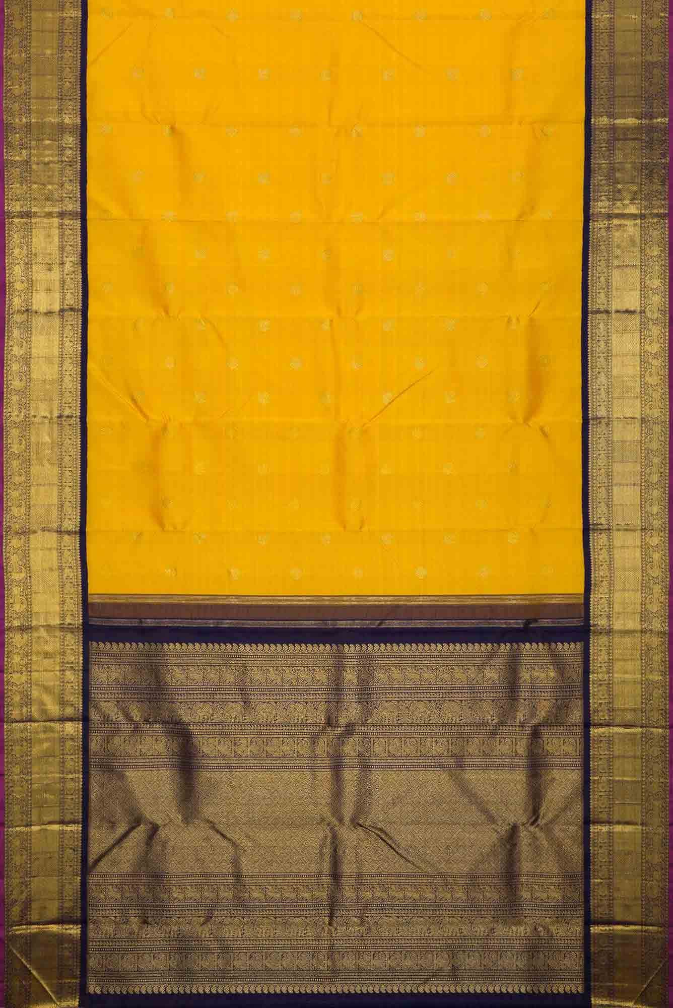 Pure Silk Pure Zari Yellow Dual Tone Kanchipuram Saree