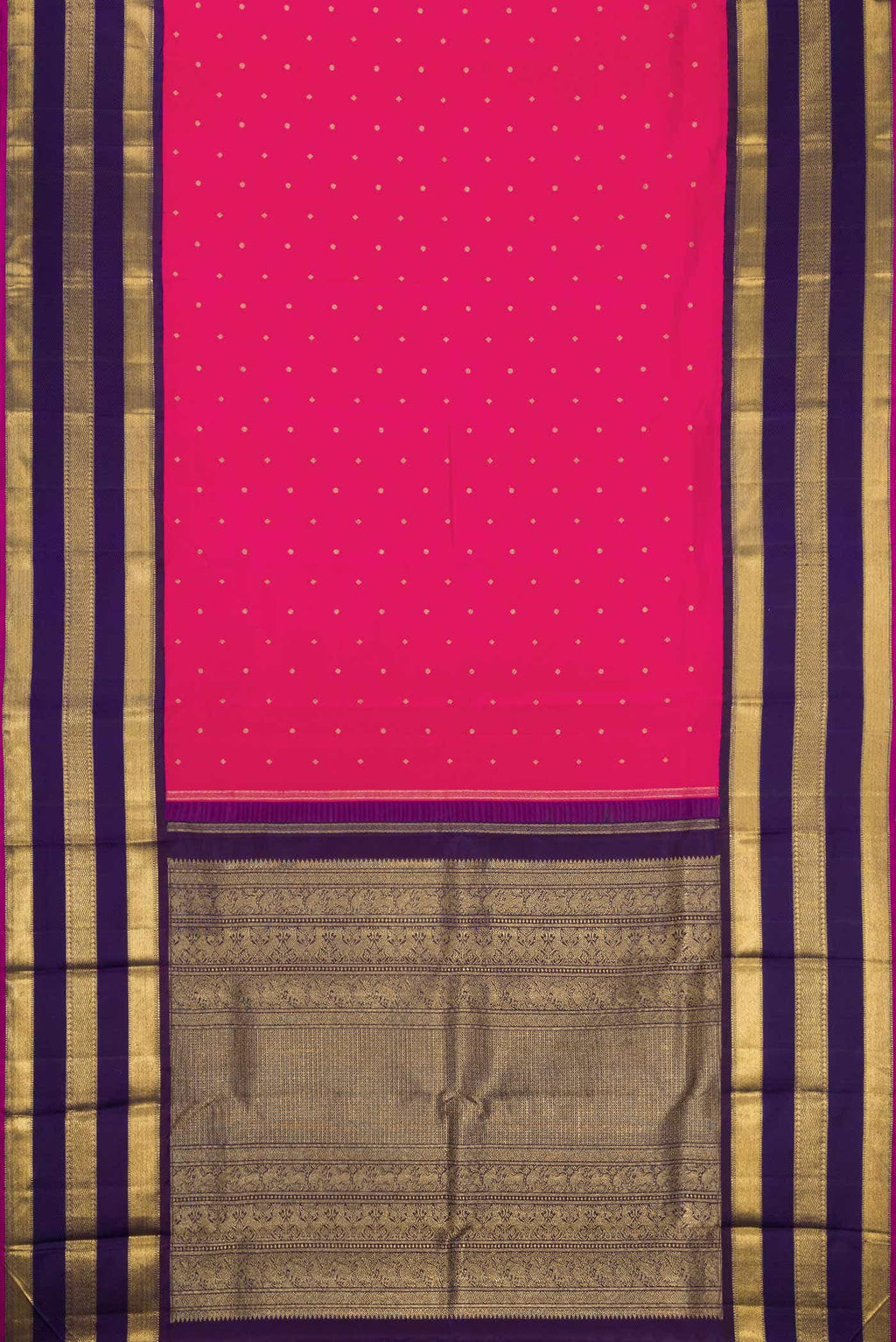 Pure Silk Pure Zari Pink Dual Tone Kanchipuram Saree