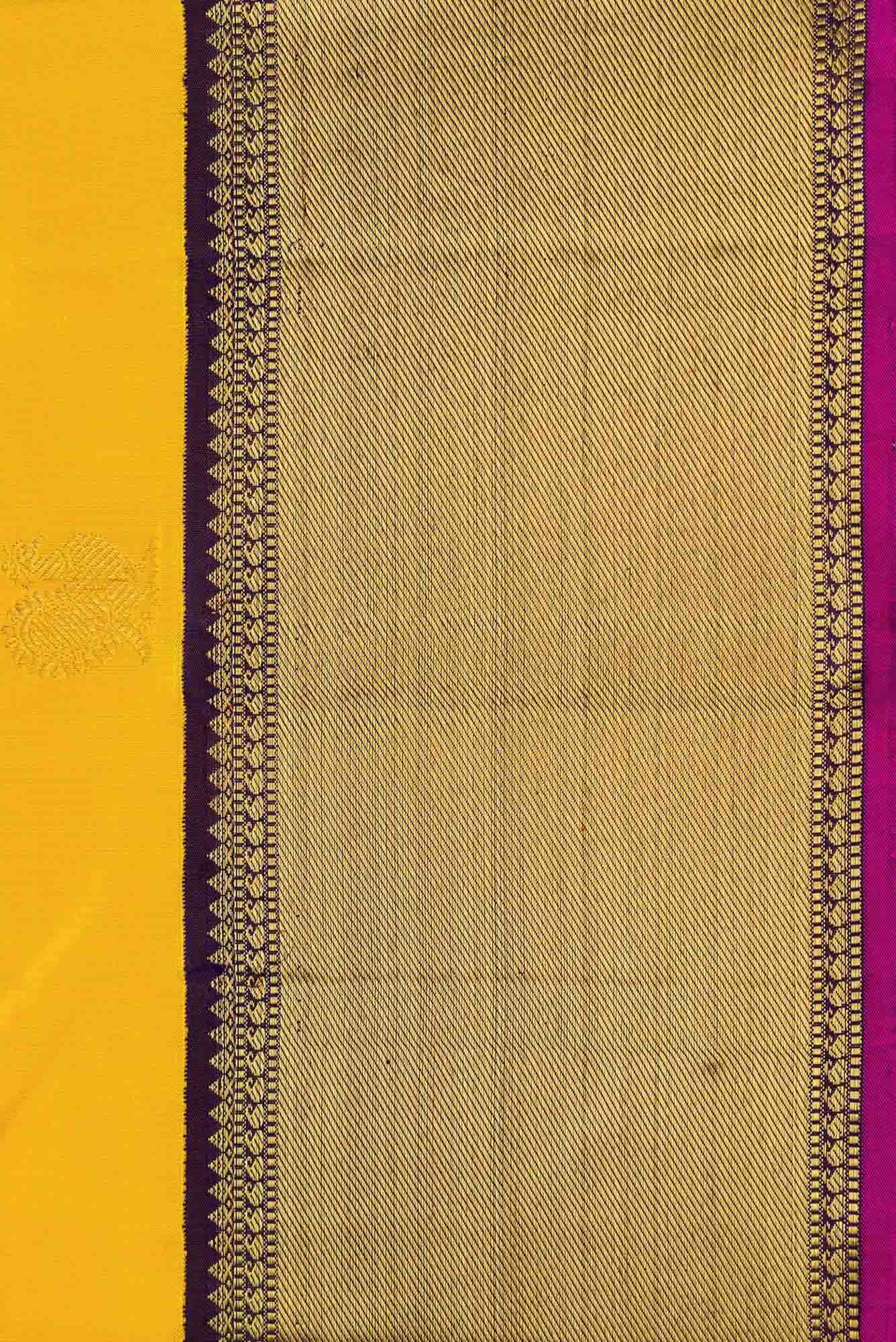 Pure Silk Pure Zari Yellow Dual Tone Kanchipuram Saree