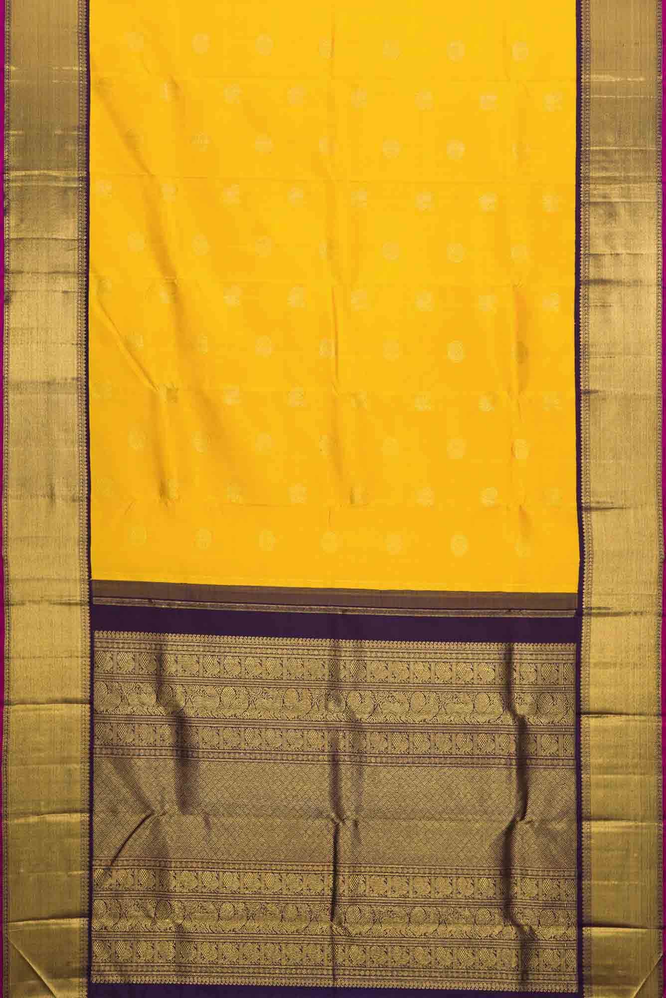 Pure Silk Pure Zari Yellow Dual Tone Kanchipuram Saree