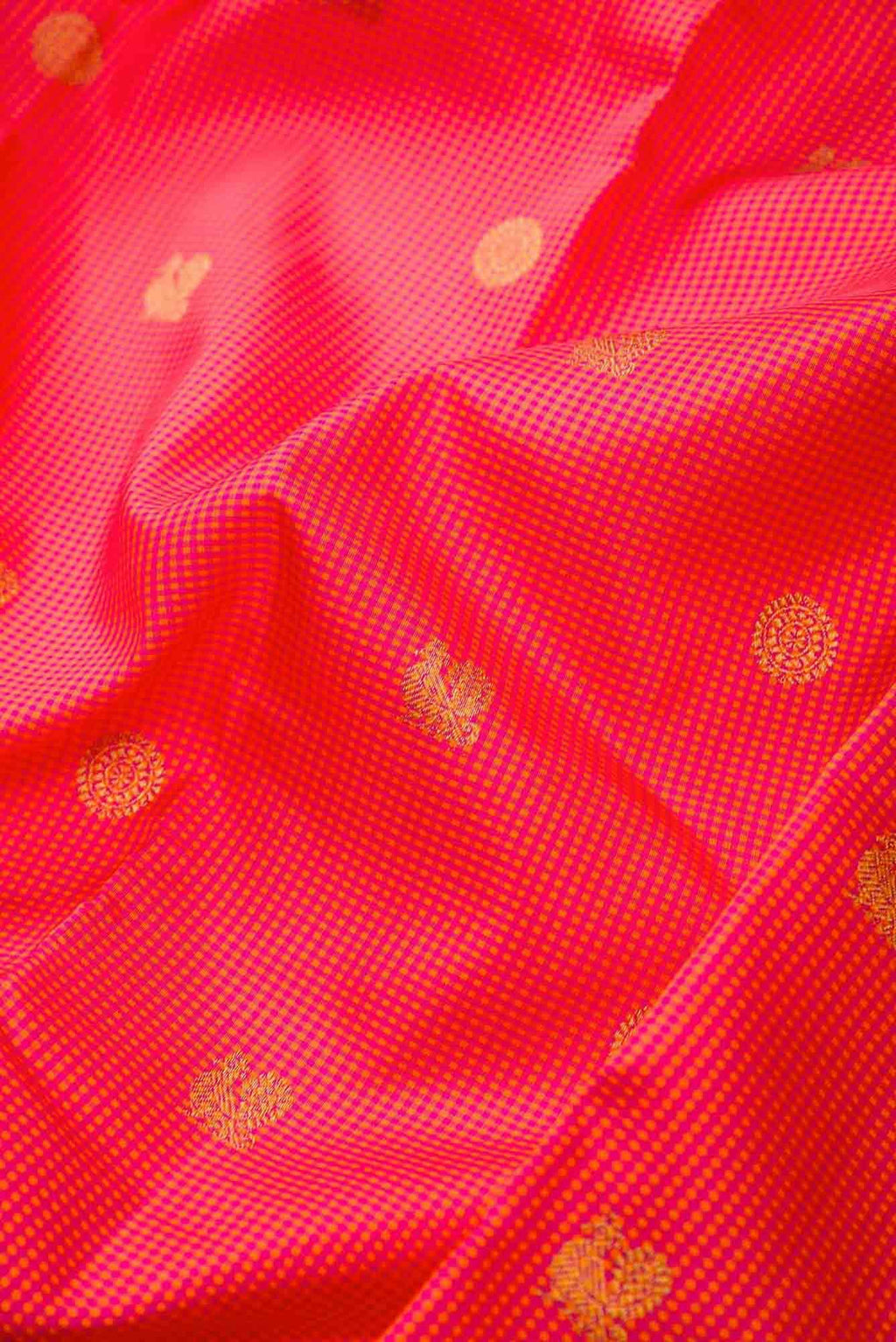 Pure Silk Pure Zari Orange and Pink Dual Tone Kanchipuram Saree
