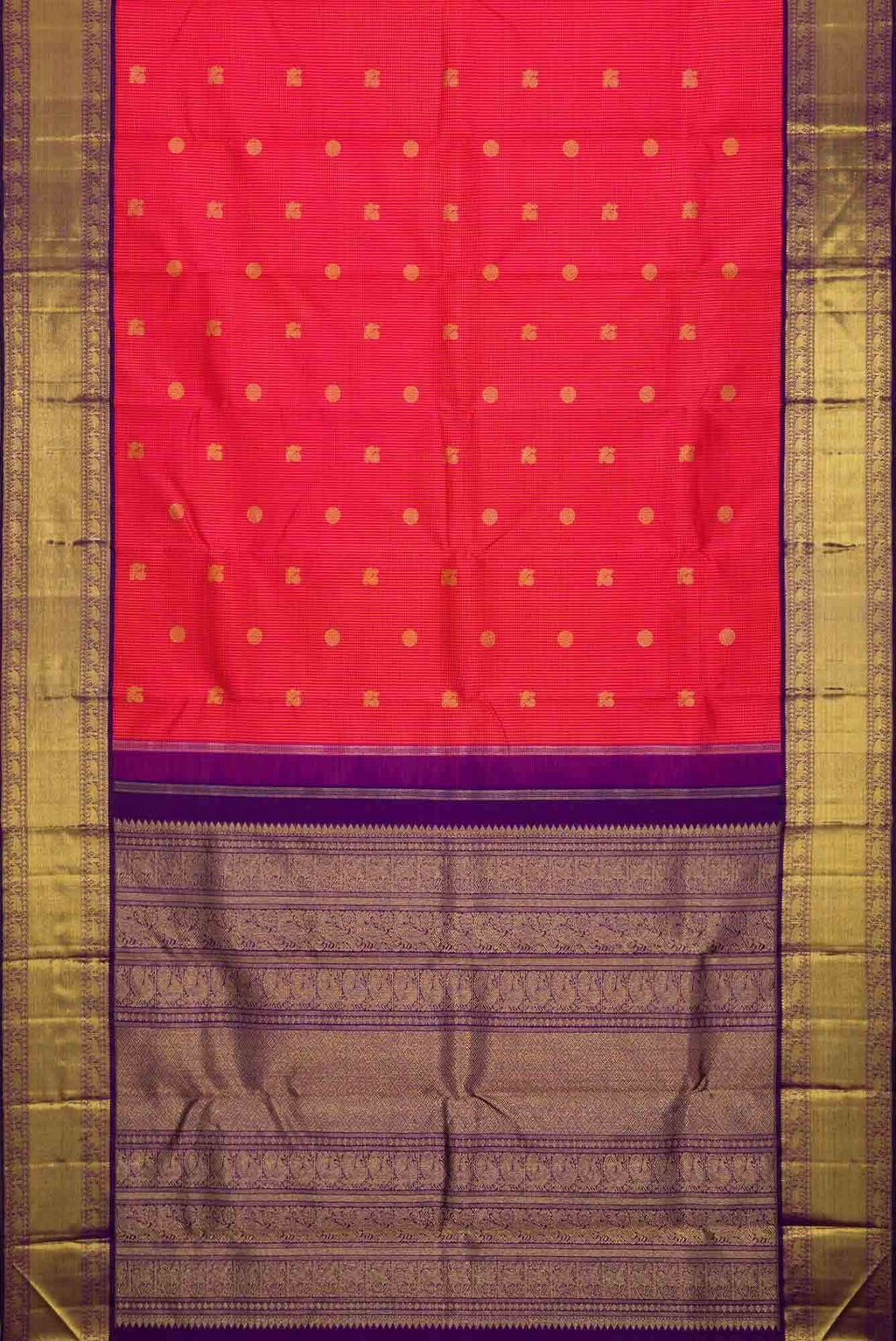 Pure Silk Pure Zari Orange and Pink Dual Tone Kanchipuram Saree