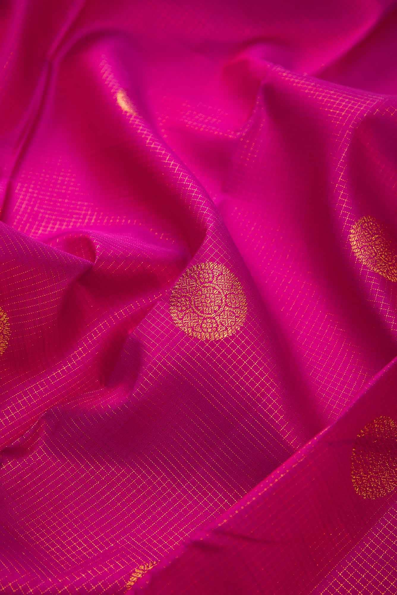 Pure Silk Pure Zari Dark Pink Dual Tone Kanchipuram Saree