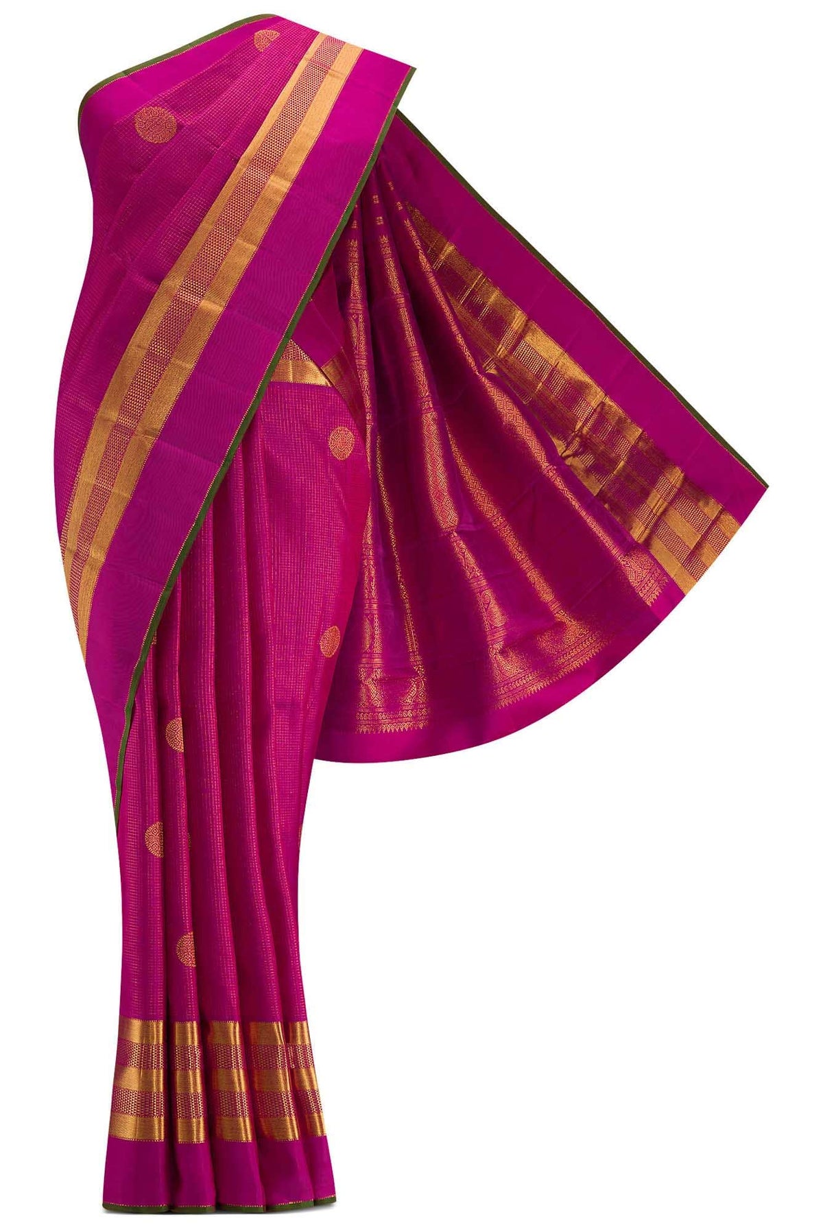 Pure Silk Pure Zari Dark Pink Dual Tone Kanchipuram Saree
