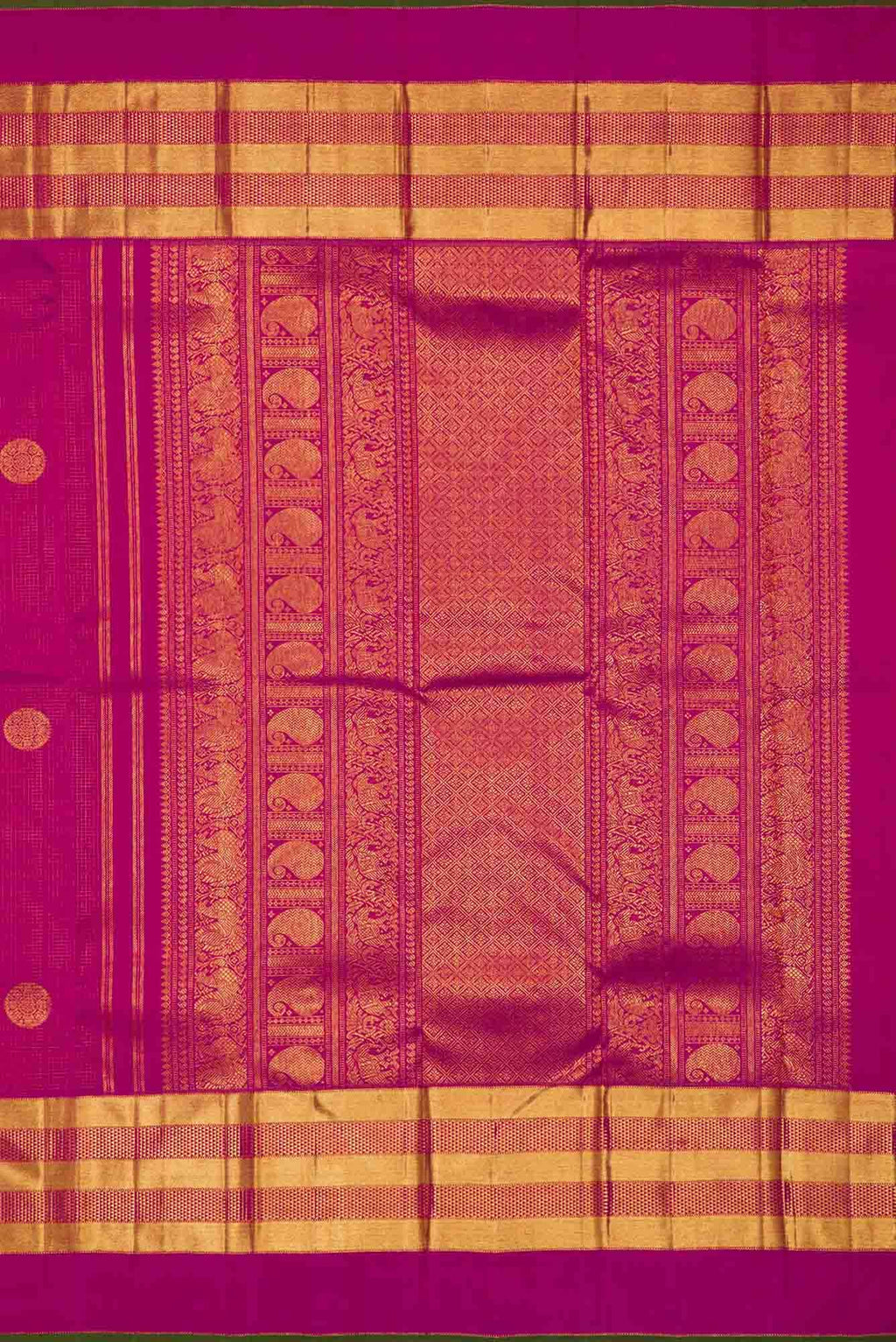 Pure Silk Pure Zari Dark Pink Dual Tone Kanchipuram Saree