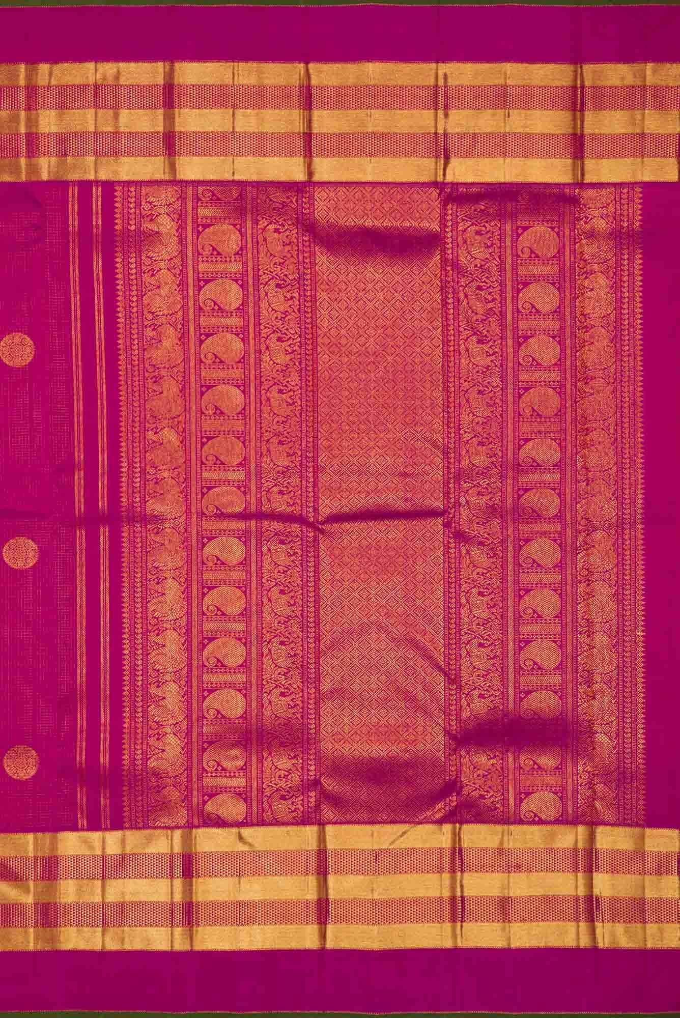 Pure Silk Pure Zari Dark Pink Dual Tone Kanchipuram Saree