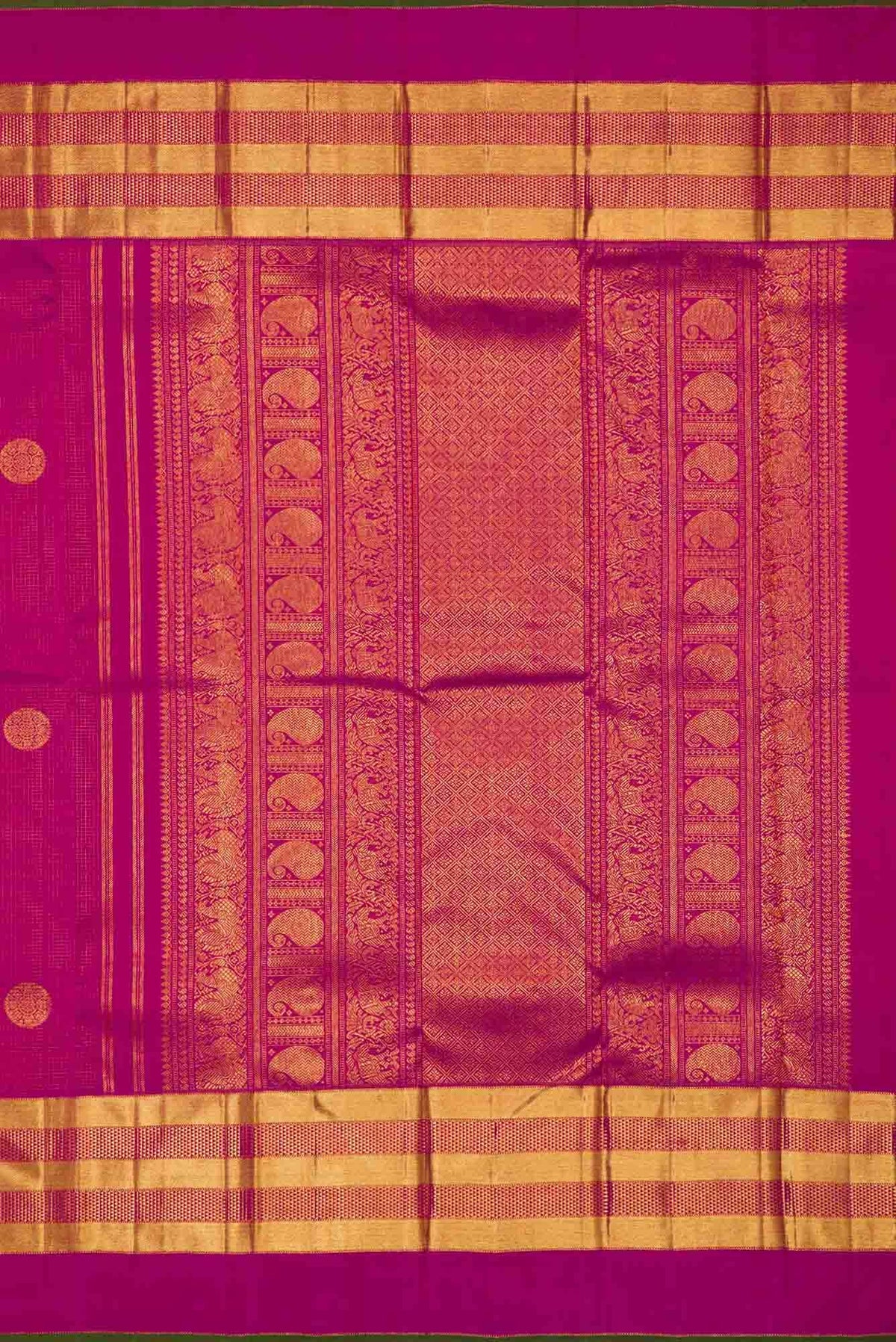 Pure Silk Pure Zari Dark Pink Dual Tone Kanchipuram Saree