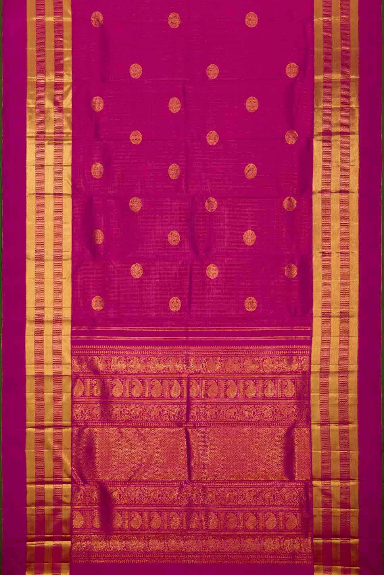 Pure Silk Pure Zari Dark Pink Dual Tone Kanchipuram Saree
