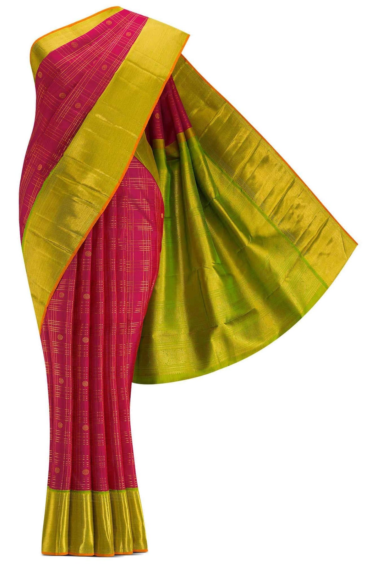 Pure Silk Pure Zari Pink Dual Tone Kanjivaram Saree