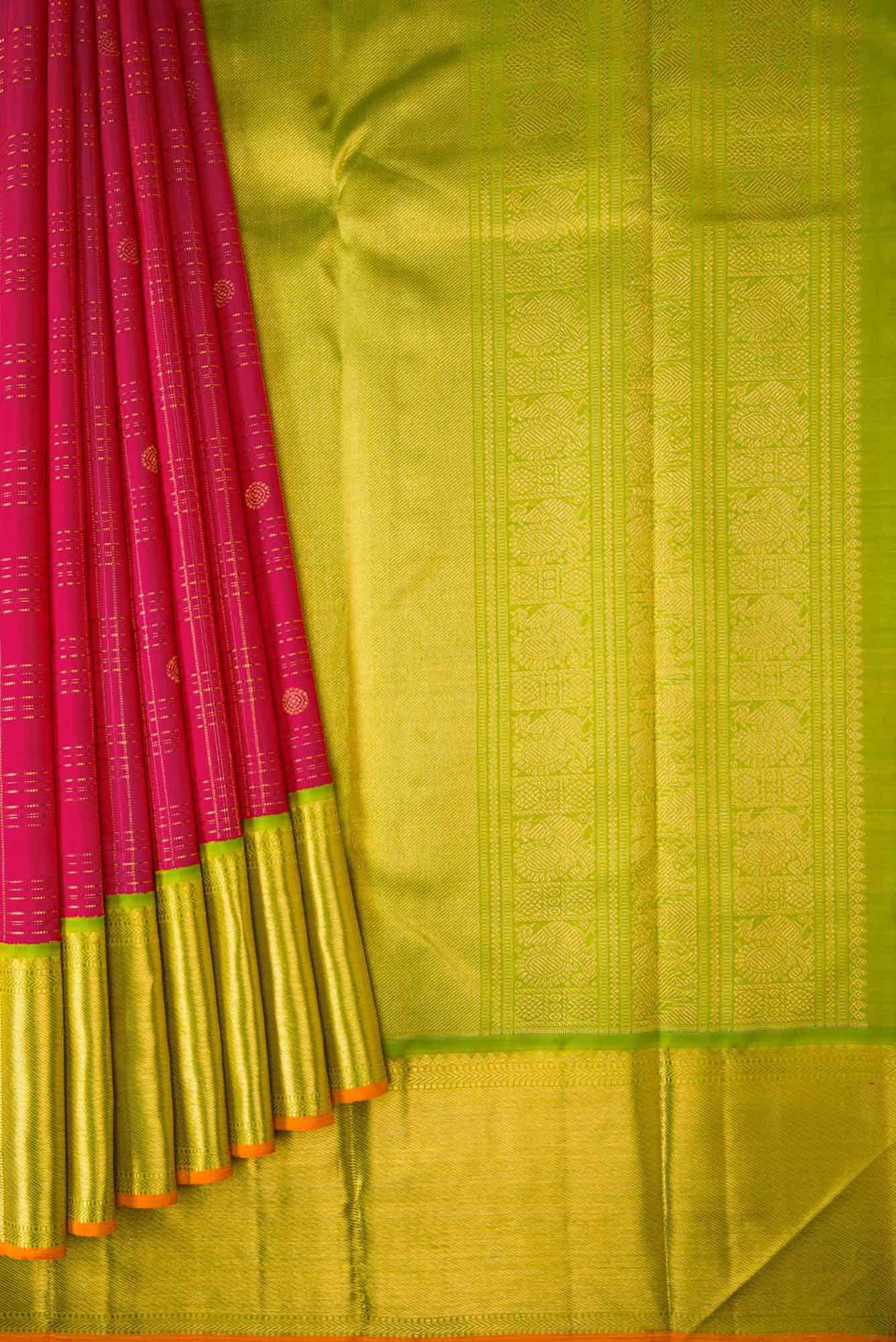 Pure Silk Pure Zari Pink Dual Tone Kanchipuram Saree