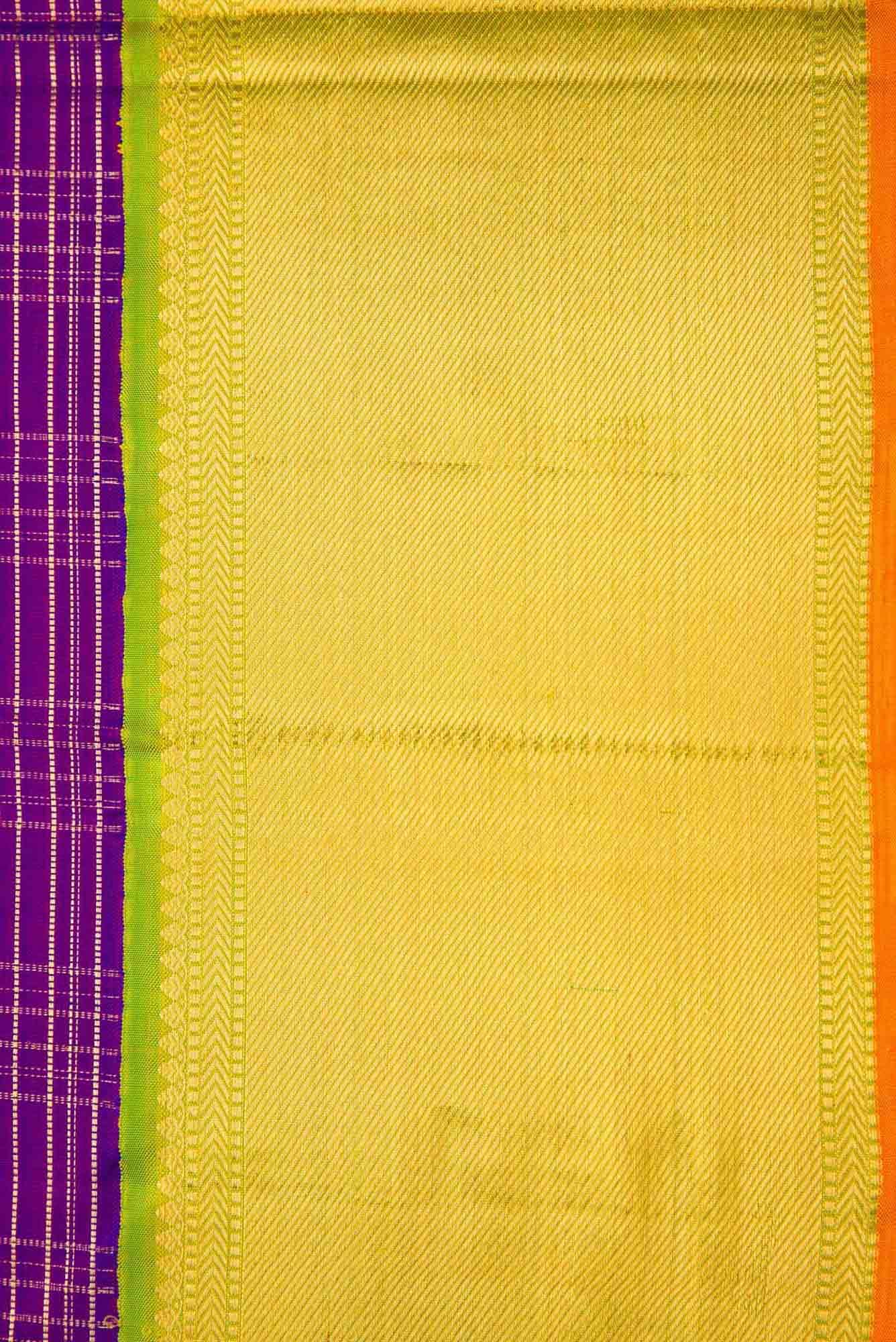 Pure Silk Pure Zari Violet Dual Tone Kanchipuram Saree