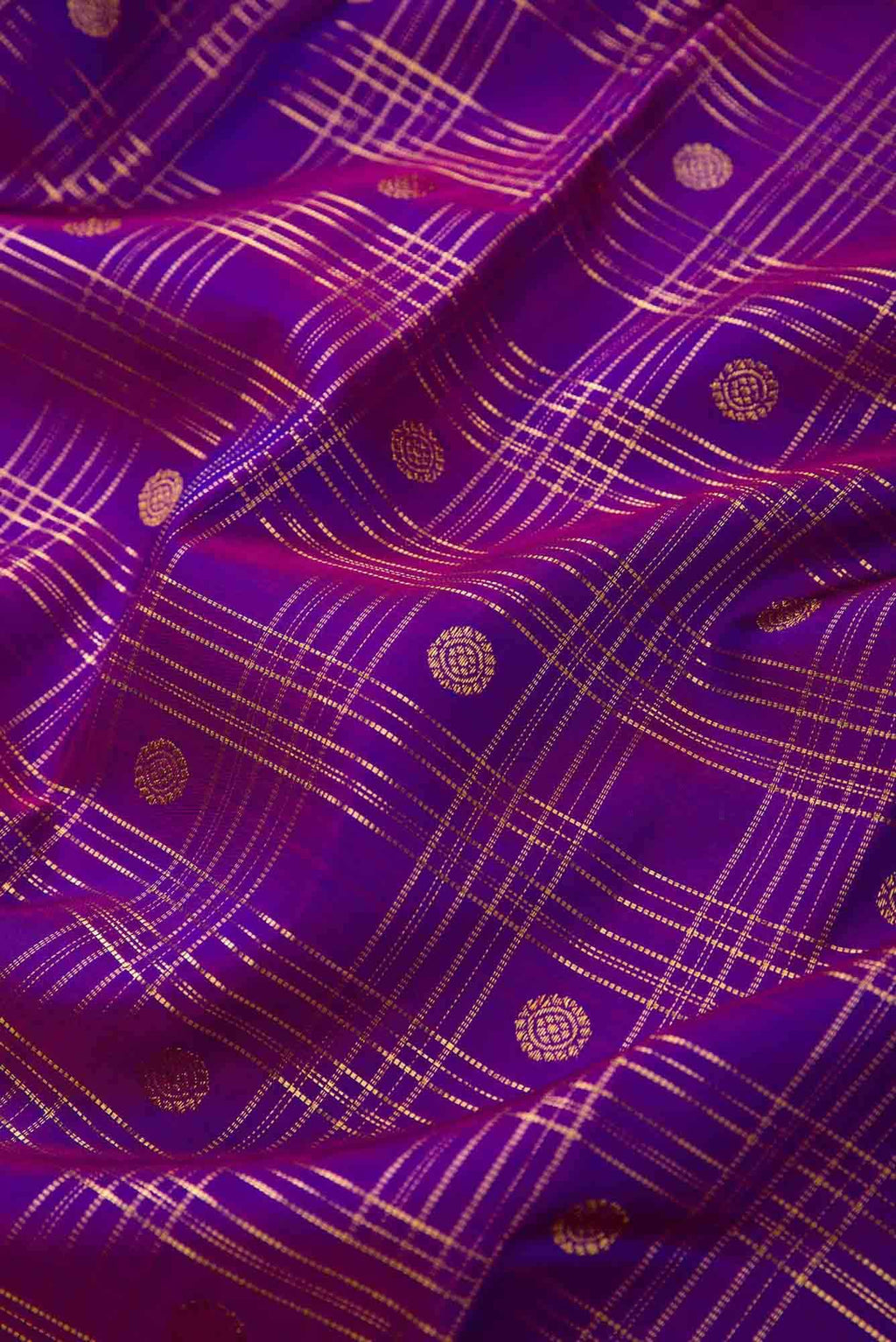 Pure Silk Pure Zari Violet Dual Tone Kanchipuram Saree