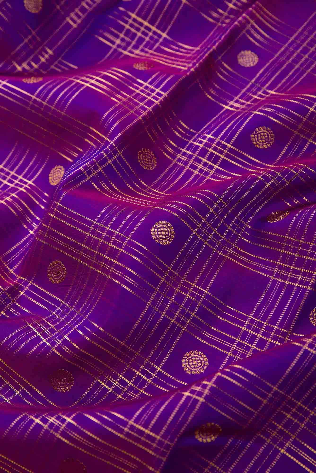 Pure Silk Pure Zari Violet Dual Tone Kanchipuram Saree