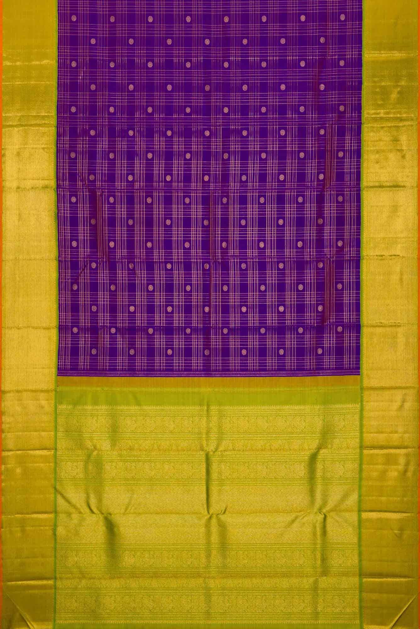 Pure Silk Pure Zari Violet Dual Tone Kanchipuram Saree