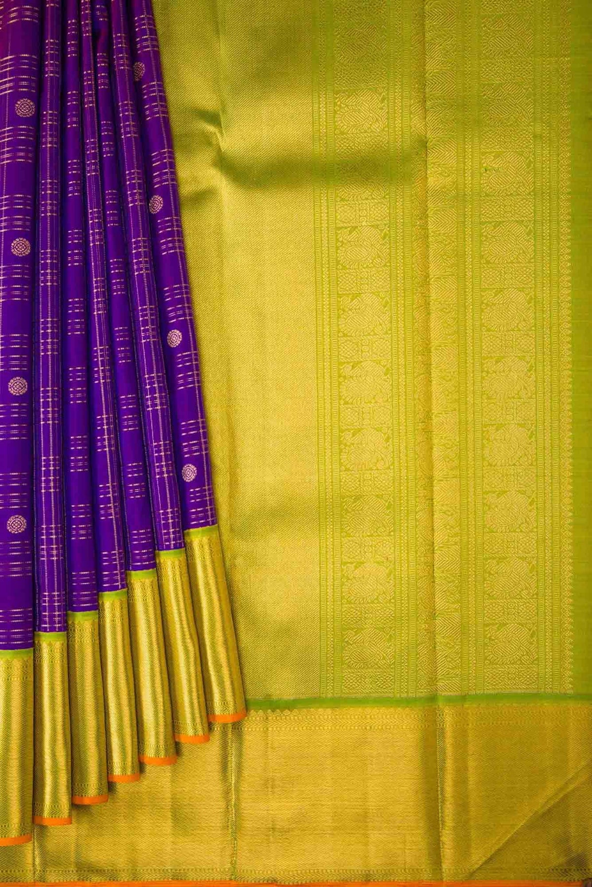 Pure Silk Pure Zari Violet Dual Tone Kanjivaram Saree