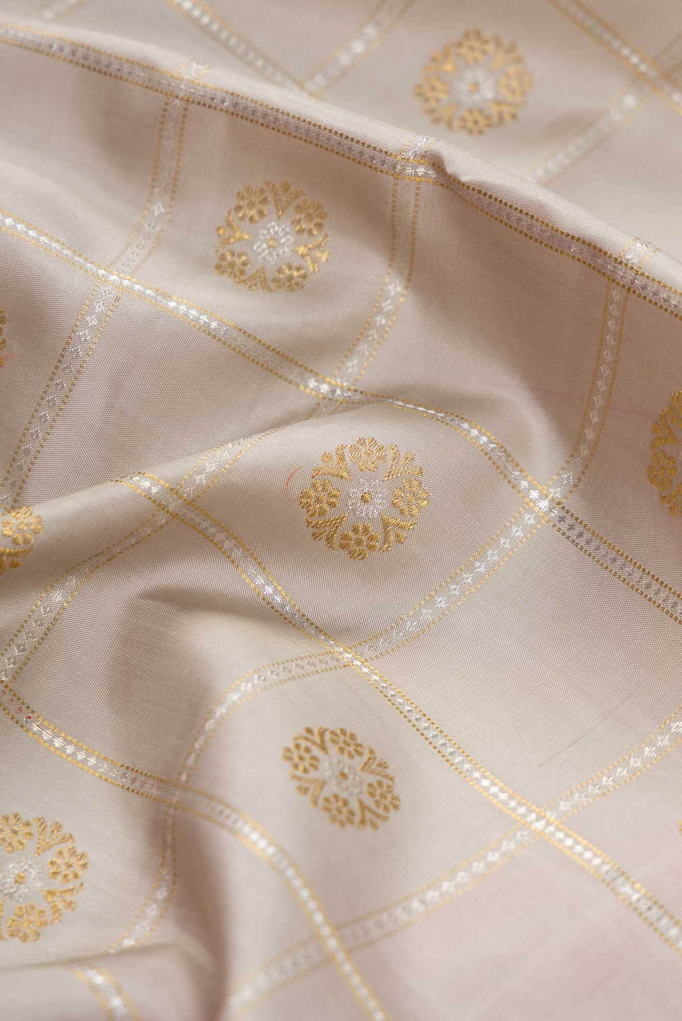 Pure Silk Pure Zari Grey Dual Tone Kanchipuram Saree