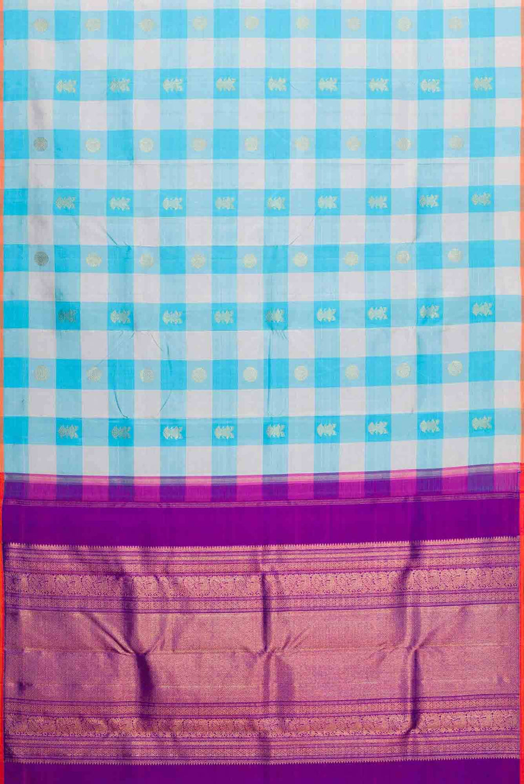 Sky Blue and Grey Dual Tone Kanchipuram Silk Saree