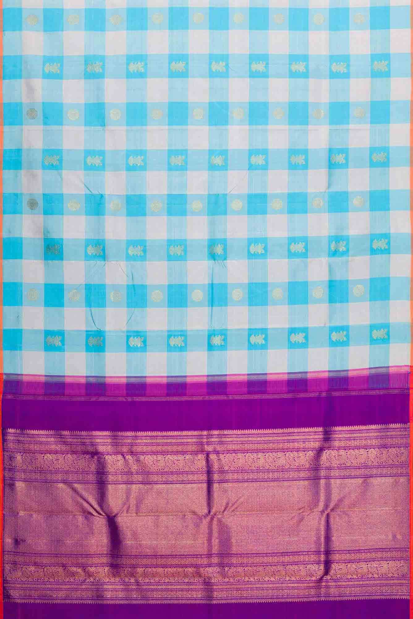 Sky Blue and Grey Dual Tone Kanchipuram Silk Saree
