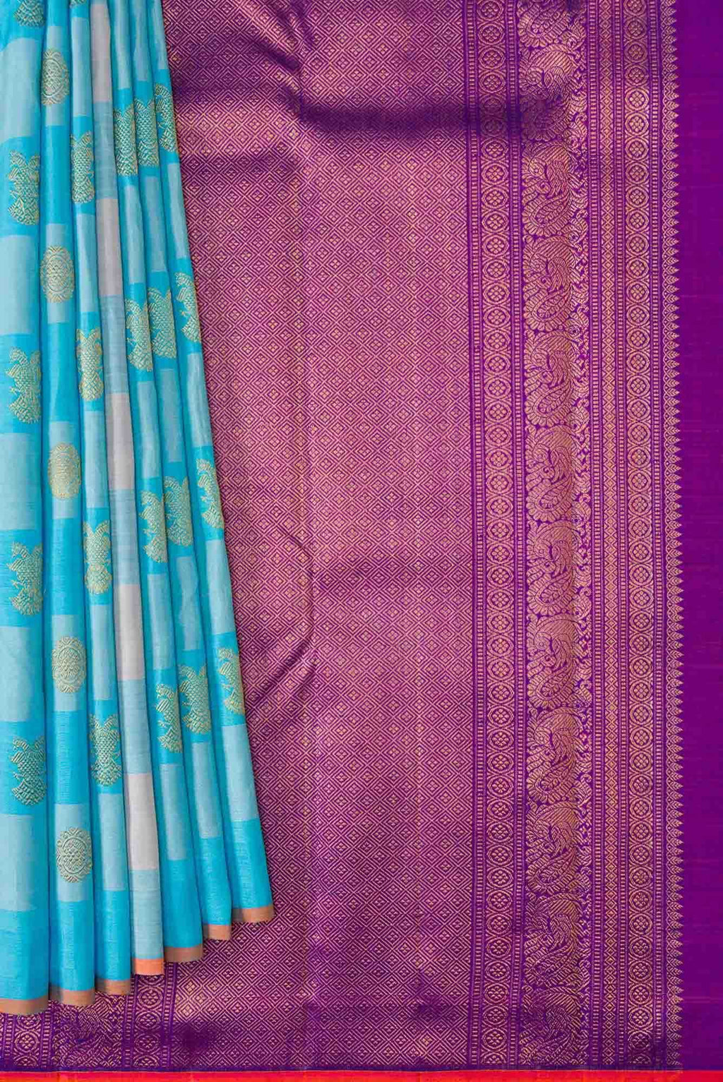 Sky Blue and Grey Dual Tone Kanchipuram Silk Saree