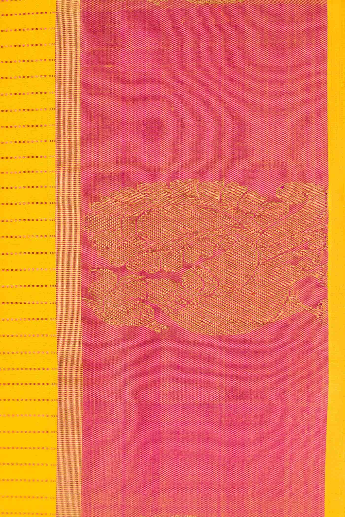 Pure Silk Pure Zari Yellow Kanchipuram Saree