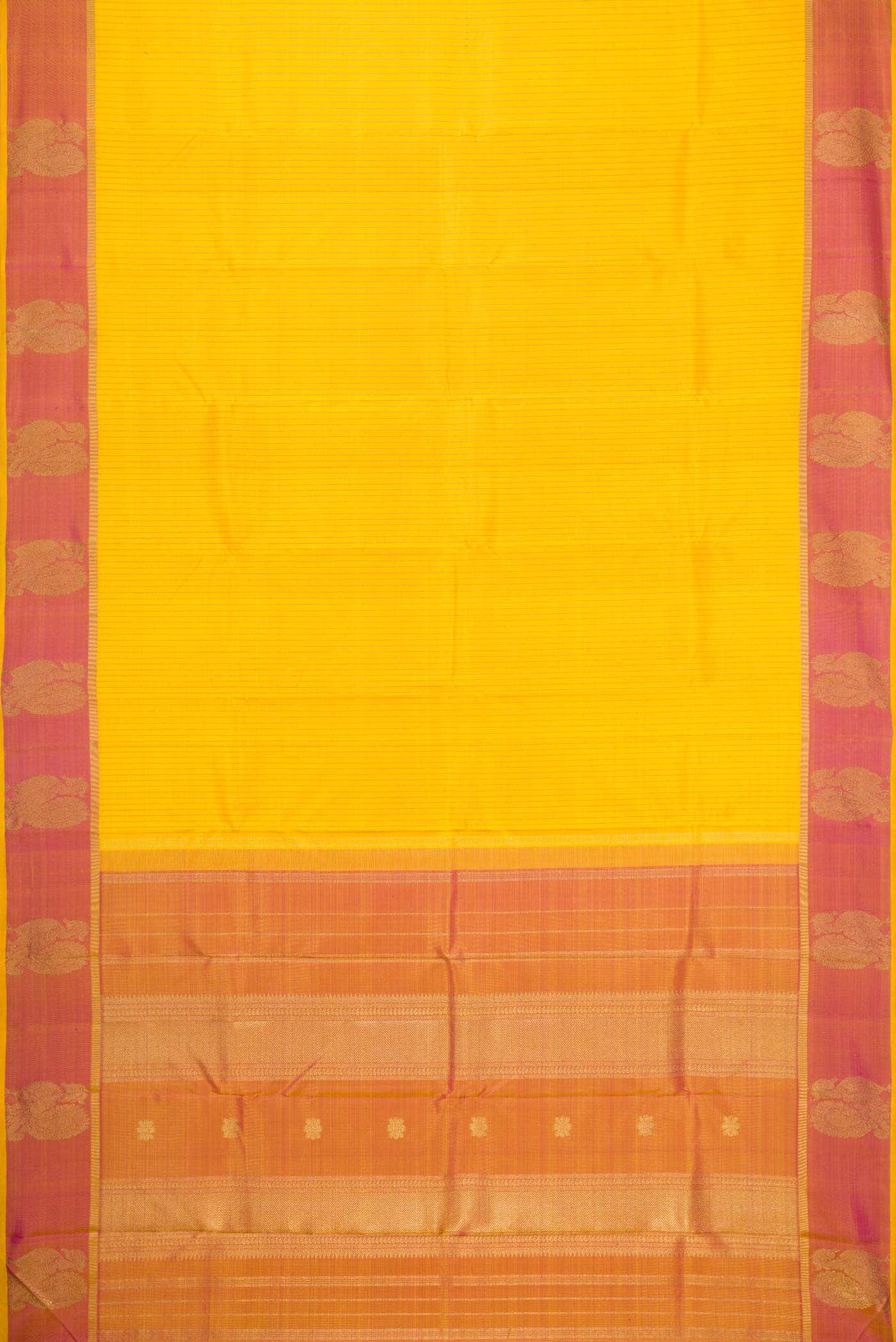 Pure Silk Pure Zari Yellow Kanchipuram Saree