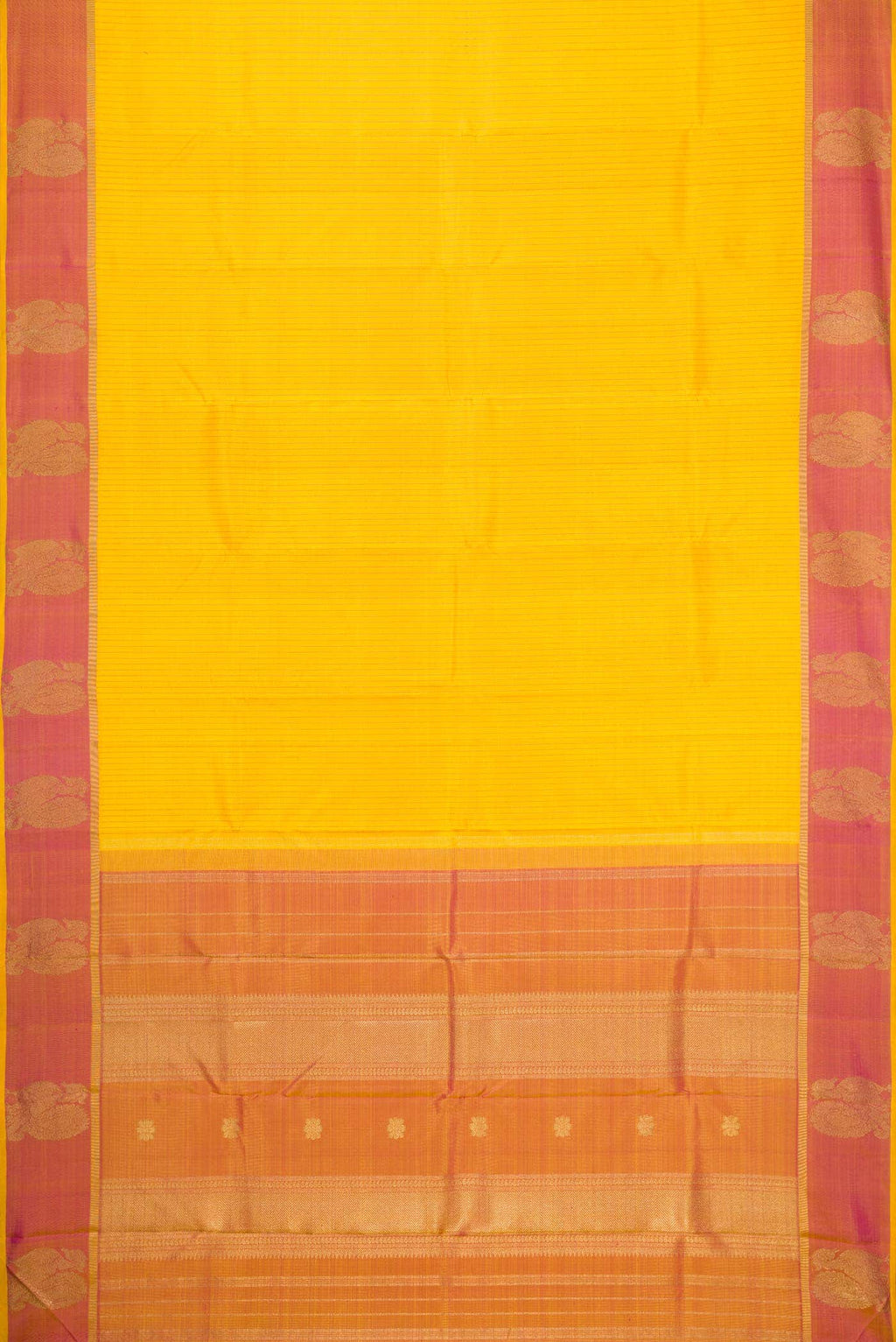 Pure Silk Pure Zari Yellow Kanchipuram Saree