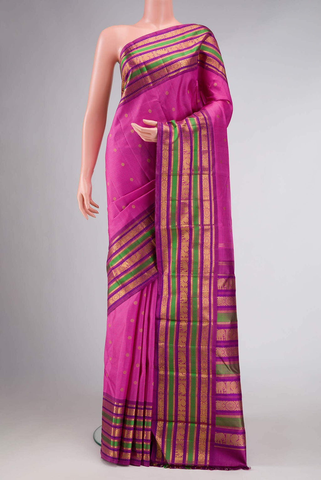 Pure Silk Pure Zari Pink Kanchipuram Saree