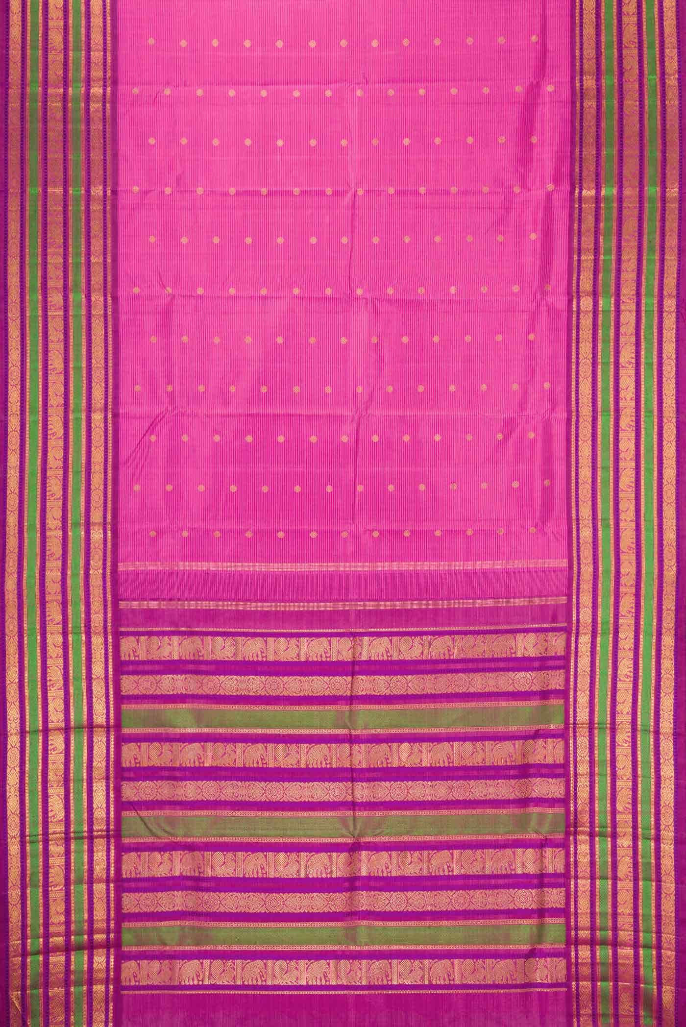 Pure Silk Pure Zari Pink Kanchipuram Saree